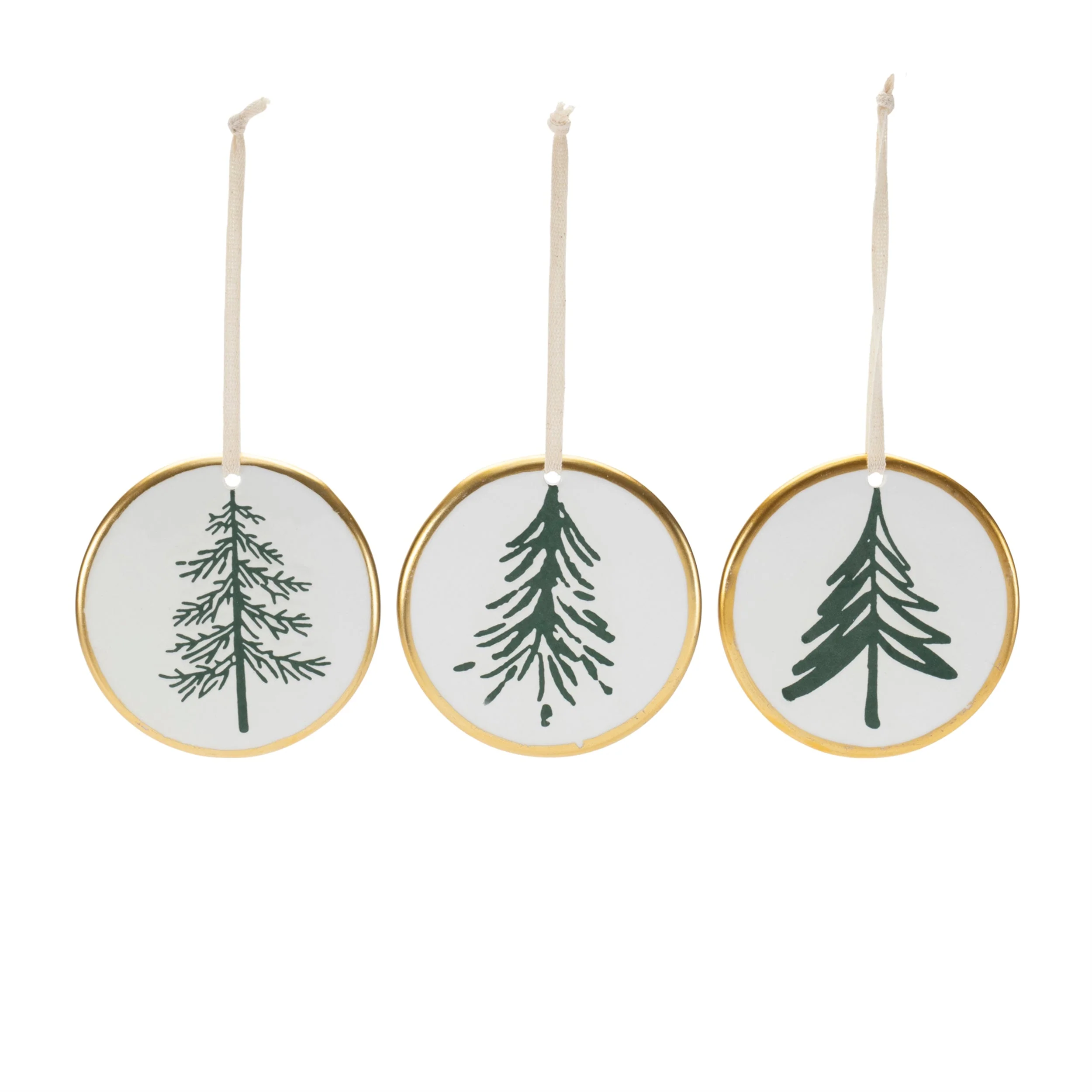 Ceramic Pine Tree Disc Ornament (Set of 12) - Image 3