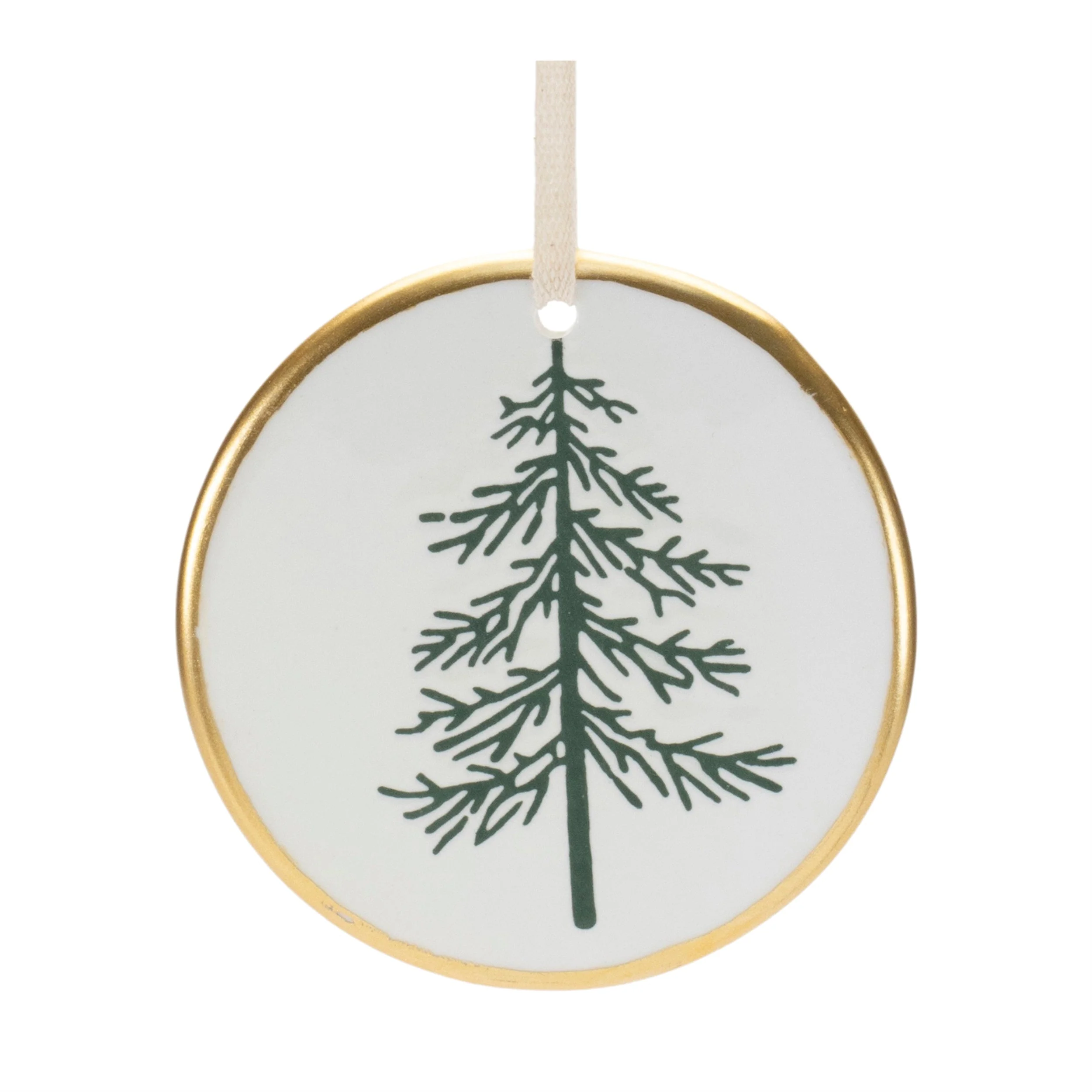Ceramic Pine Tree Disc Ornament (Set of 12) - Image 4