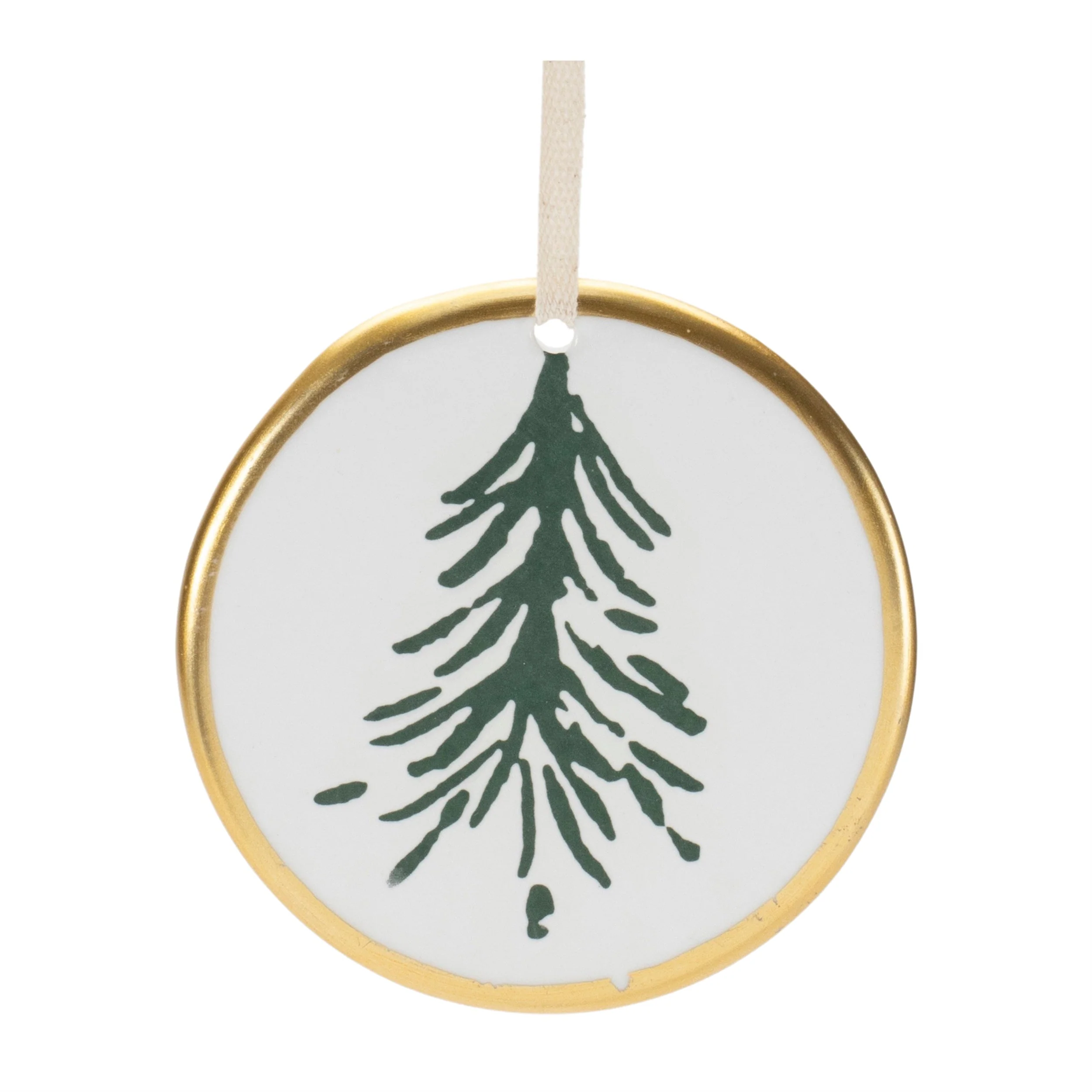 Ceramic Pine Tree Disc Ornament (Set of 12) - Image 5