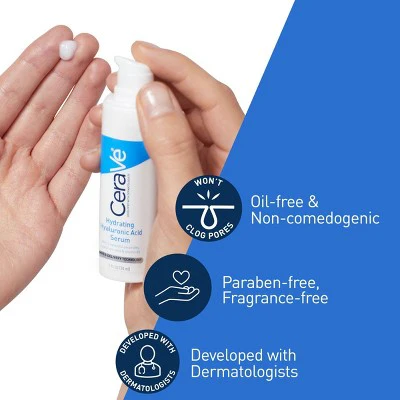 CeraVe Hydrating Hyaluronic Acid Face Serum 1 fl oz - Imperfect Box - Image 4