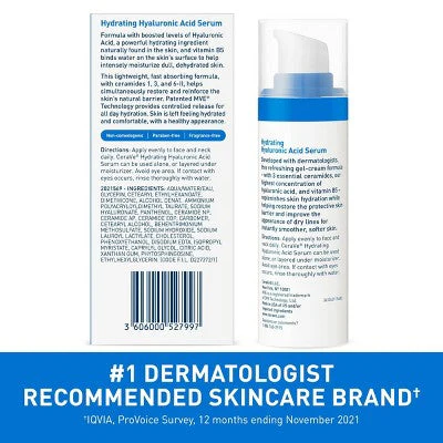 CeraVe Hydrating Hyaluronic Acid Face Serum 1 fl oz - Imperfect Box - Image 7