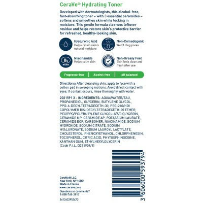 CeraVe Hydrating Toner Alcohol Free Facial Toner for Normal to Dry Skin 6.8 fl oz - Imperfect Container - Image 17