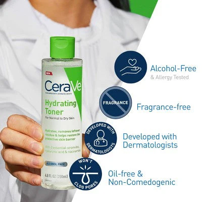 CeraVe Hydrating Toner Alcohol Free Facial Toner for Normal to Dry Skin 6.8 fl oz - Imperfect Container - Image 3