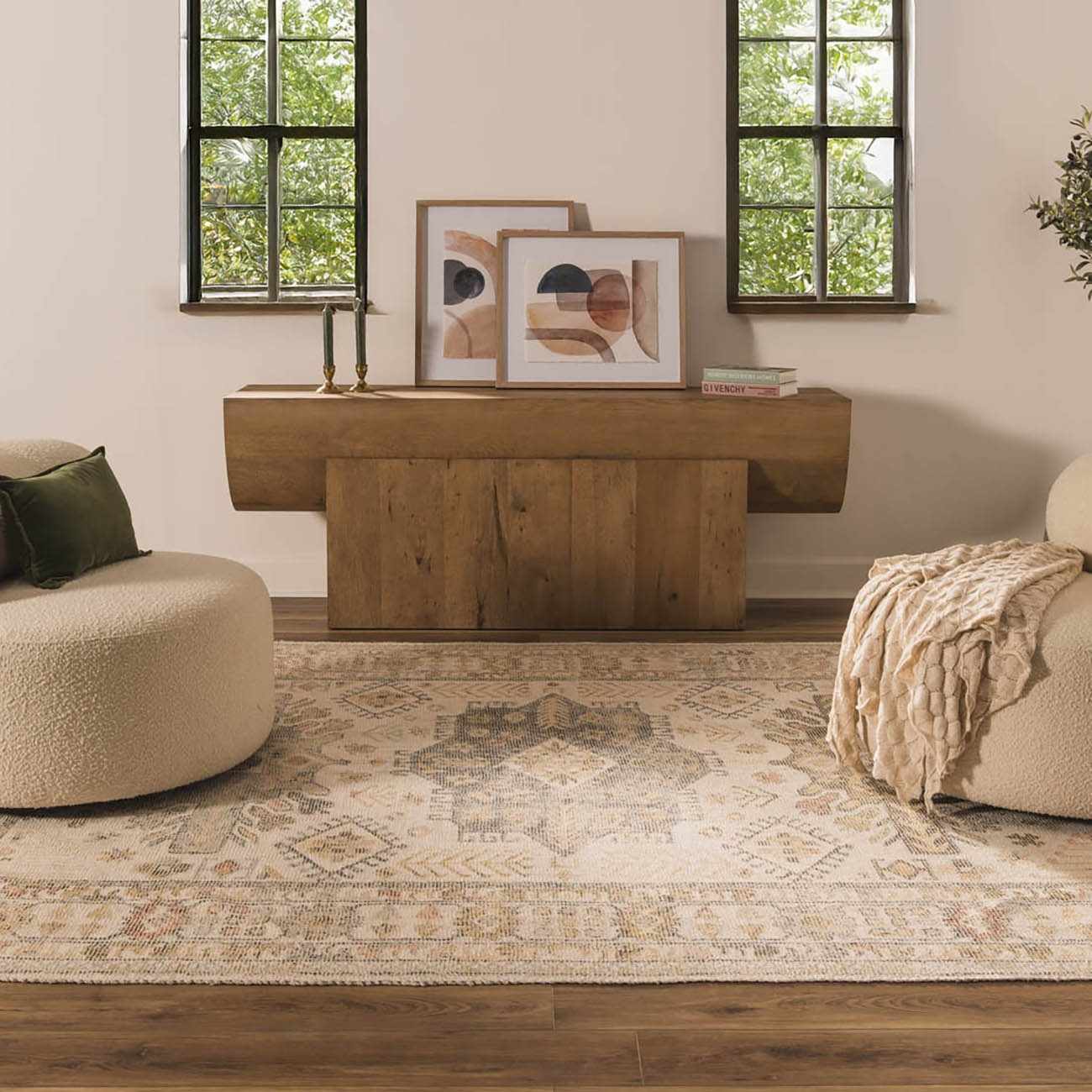 Chaela Ivory & Olive Area Rug - Image 2