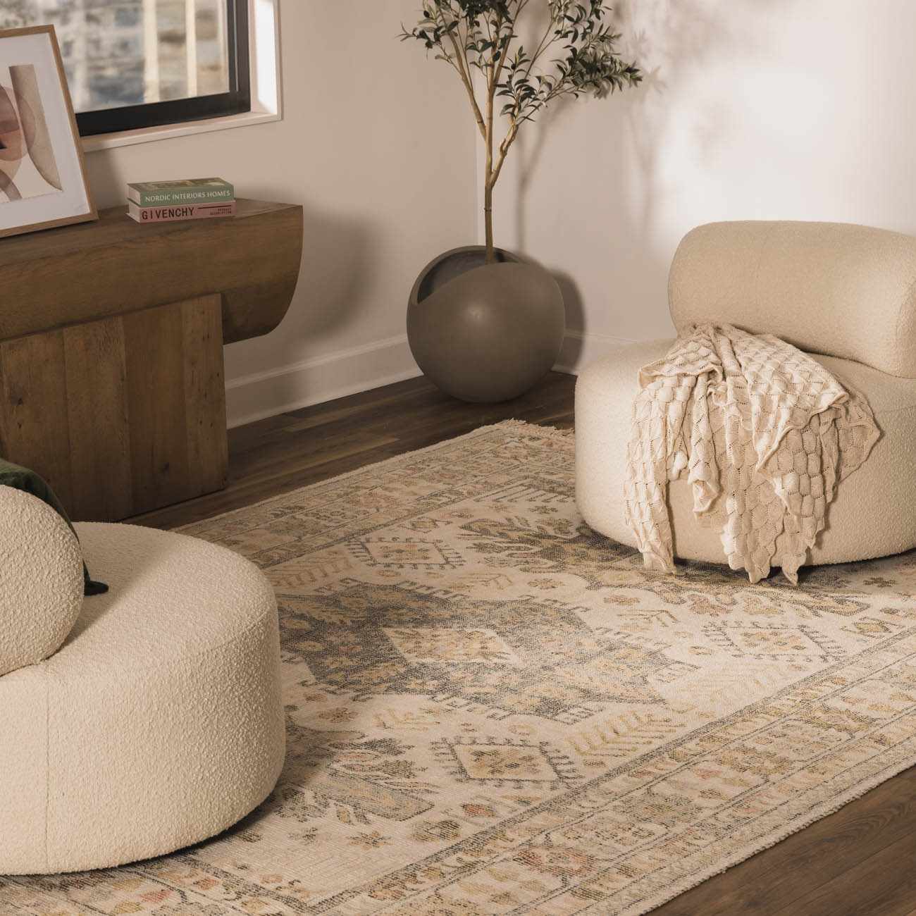 Chaela Ivory & Olive Area Rug - Image 3