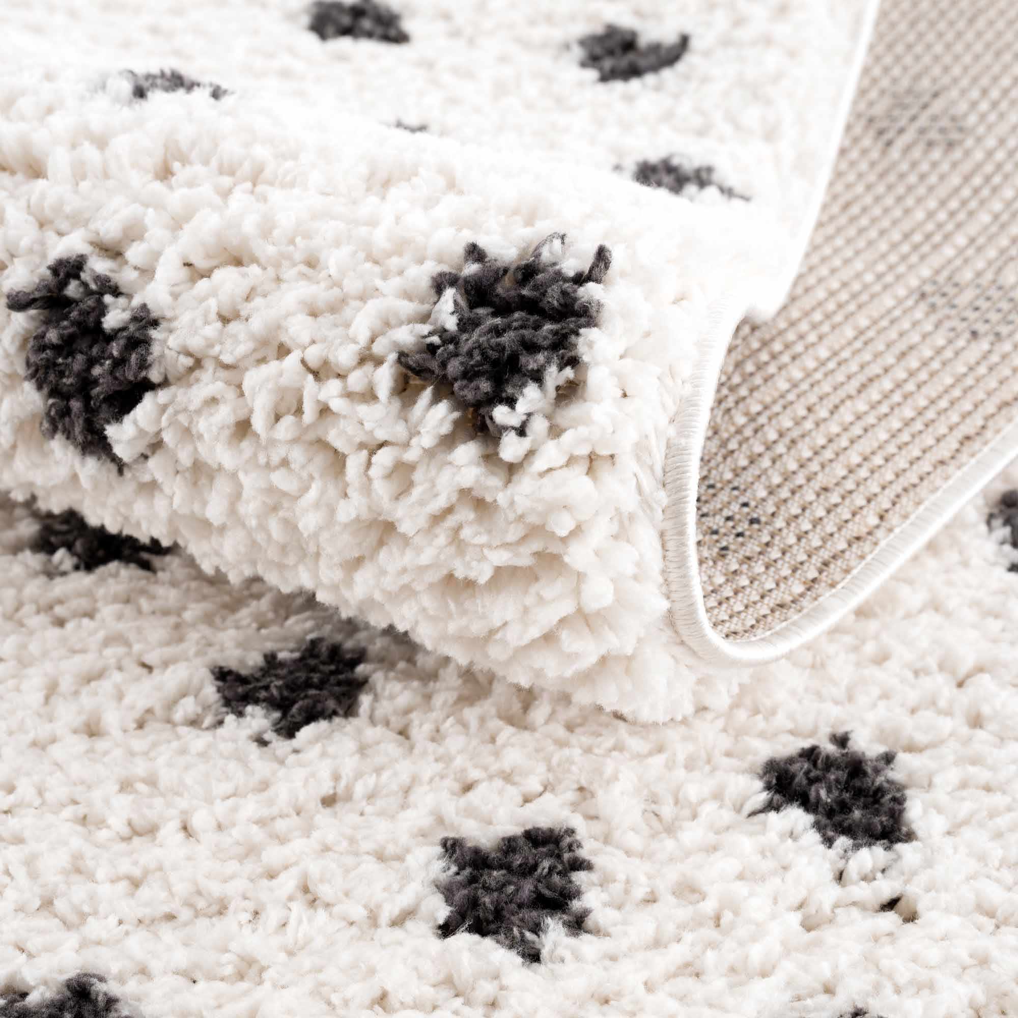Chaia Dotted Black & White Plush Rug - Image 15