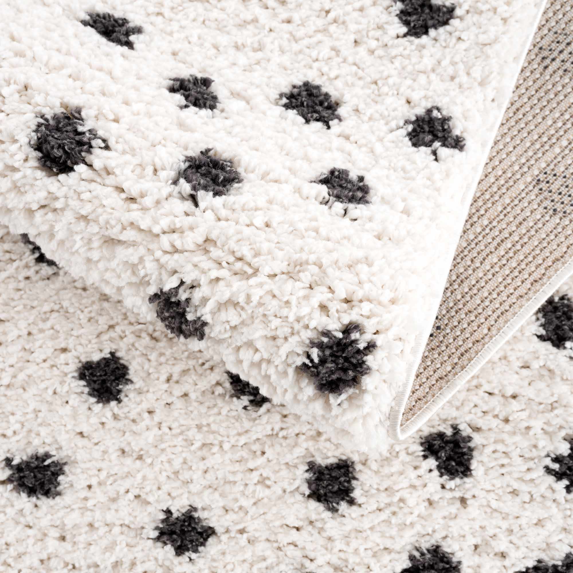 Chaia Dotted Black & White Plush Rug - Image 16