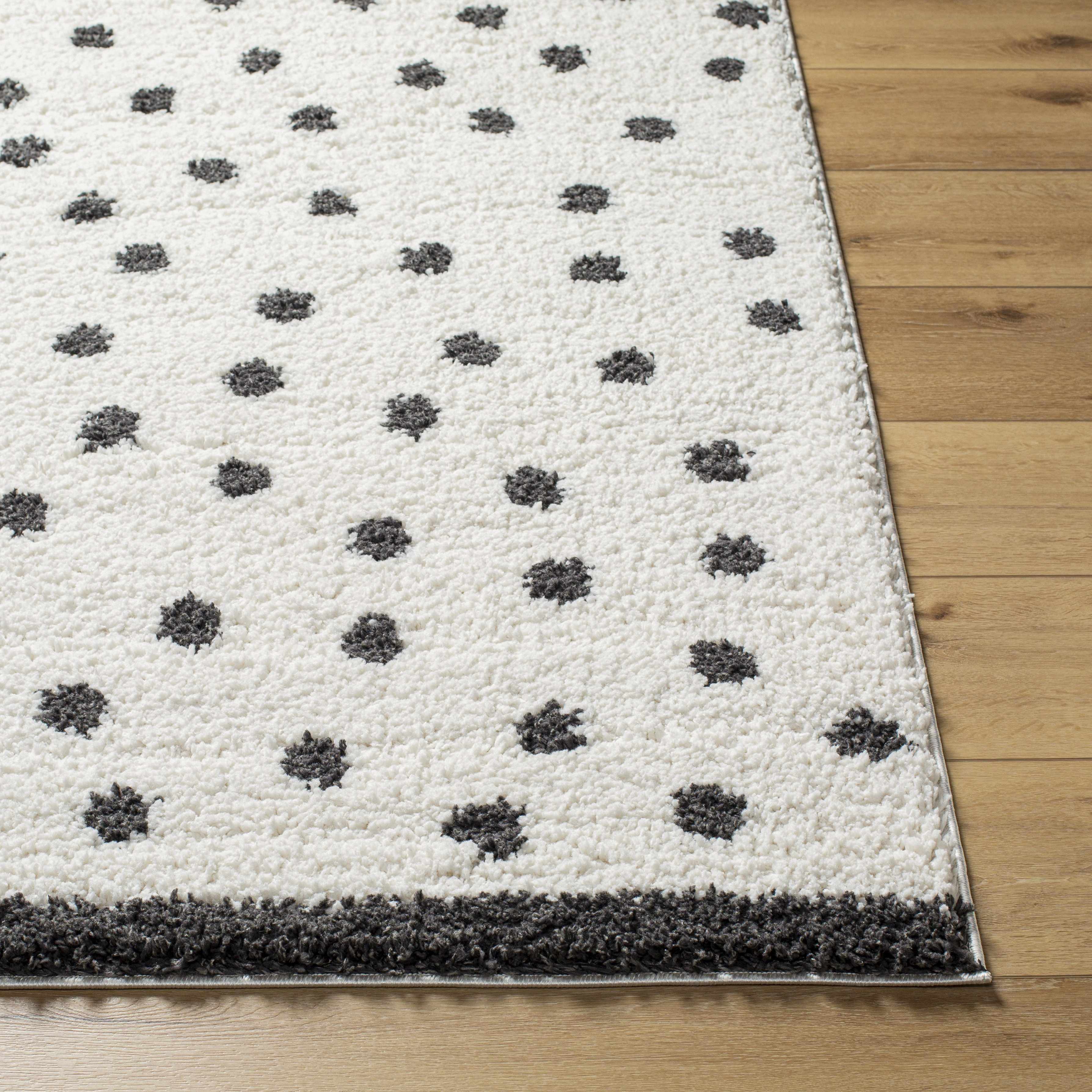 Chaia Dotted Black & White Plush Rug - Image 18
