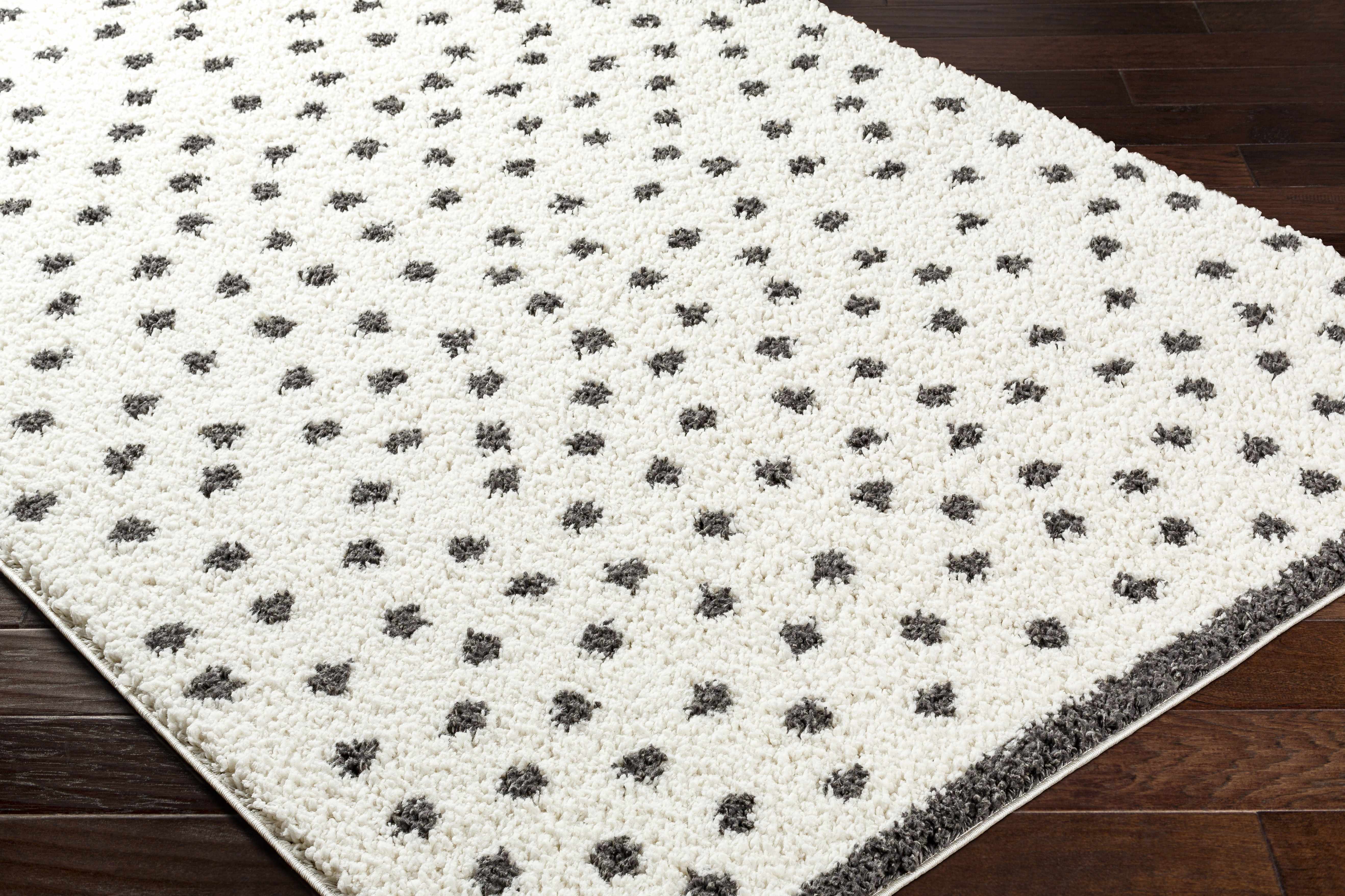 Chaia Dotted Black & White Plush Rug - Image 19