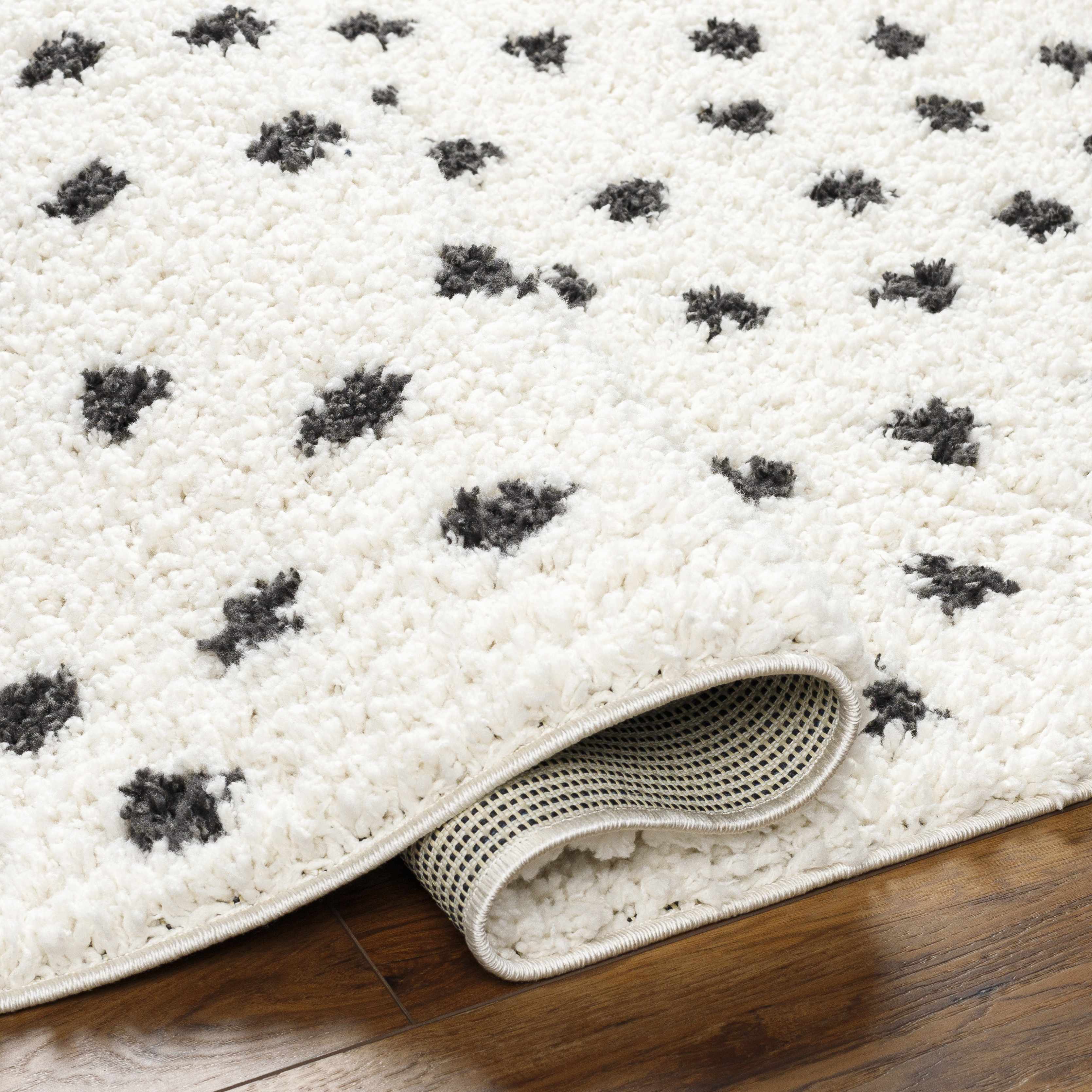Chaia Dotted Black & White Plush Rug - Image 20