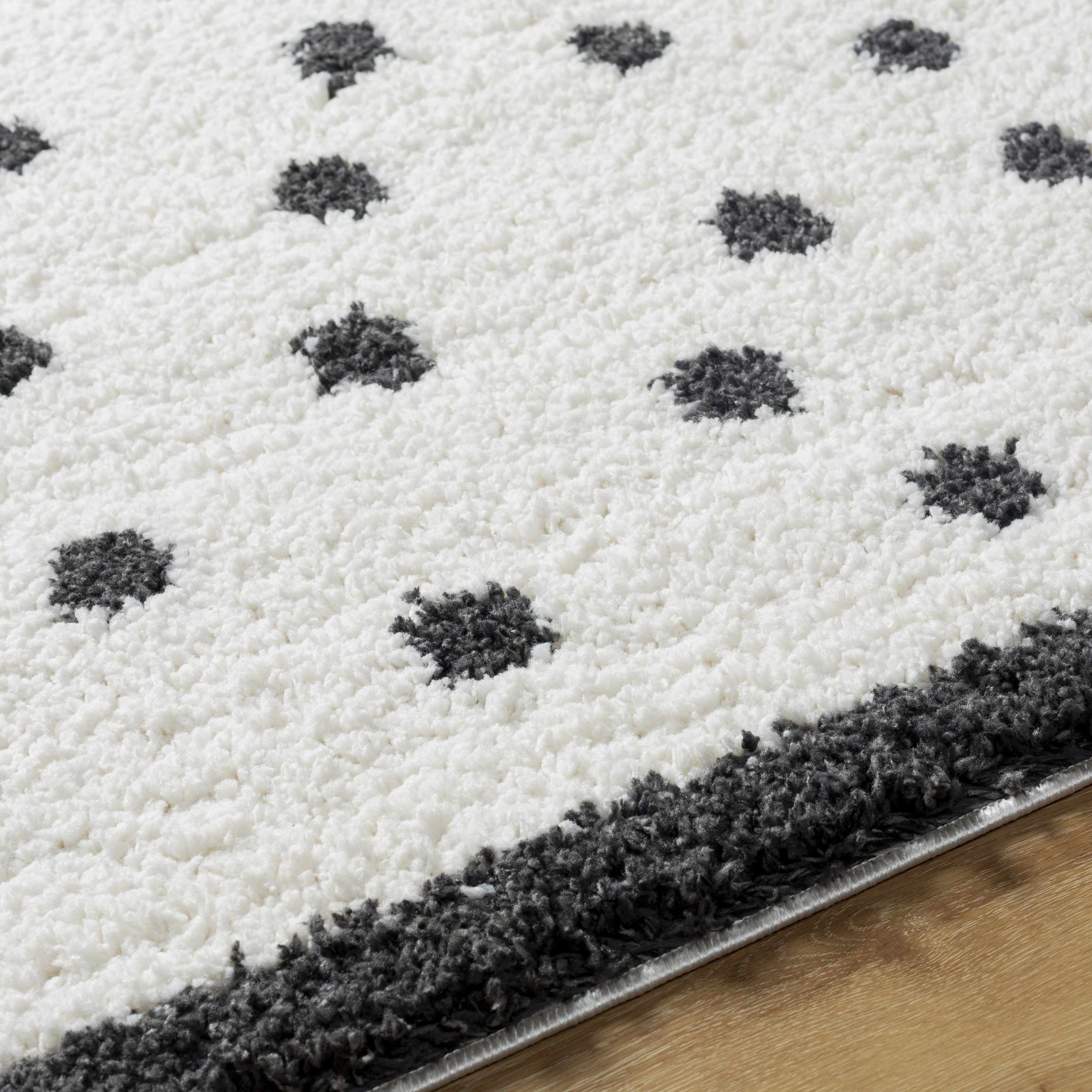 Chaia Dotted Black & White Plush Rug - Image 21