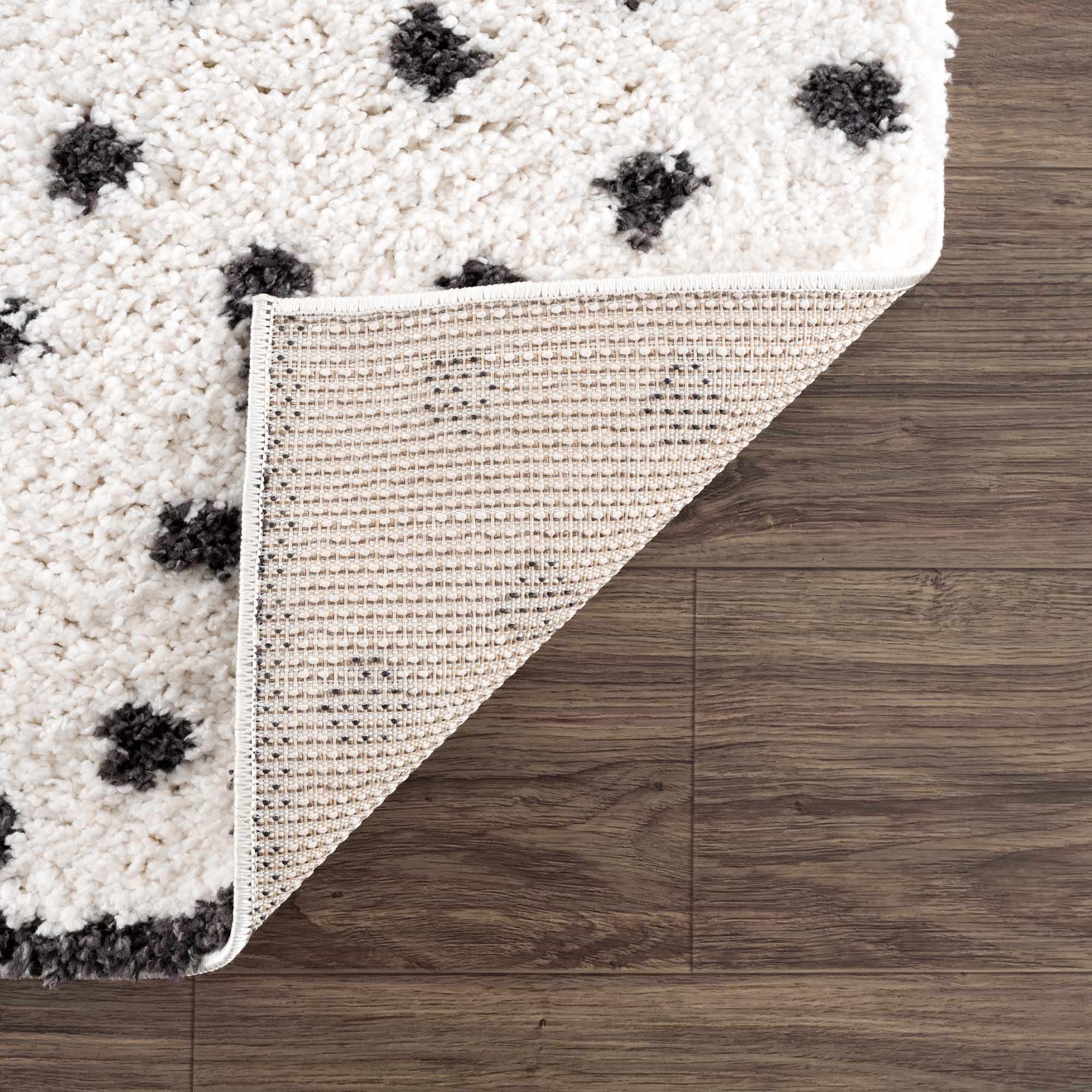 Chaia Dotted Black & White Plush Rug - Image 5