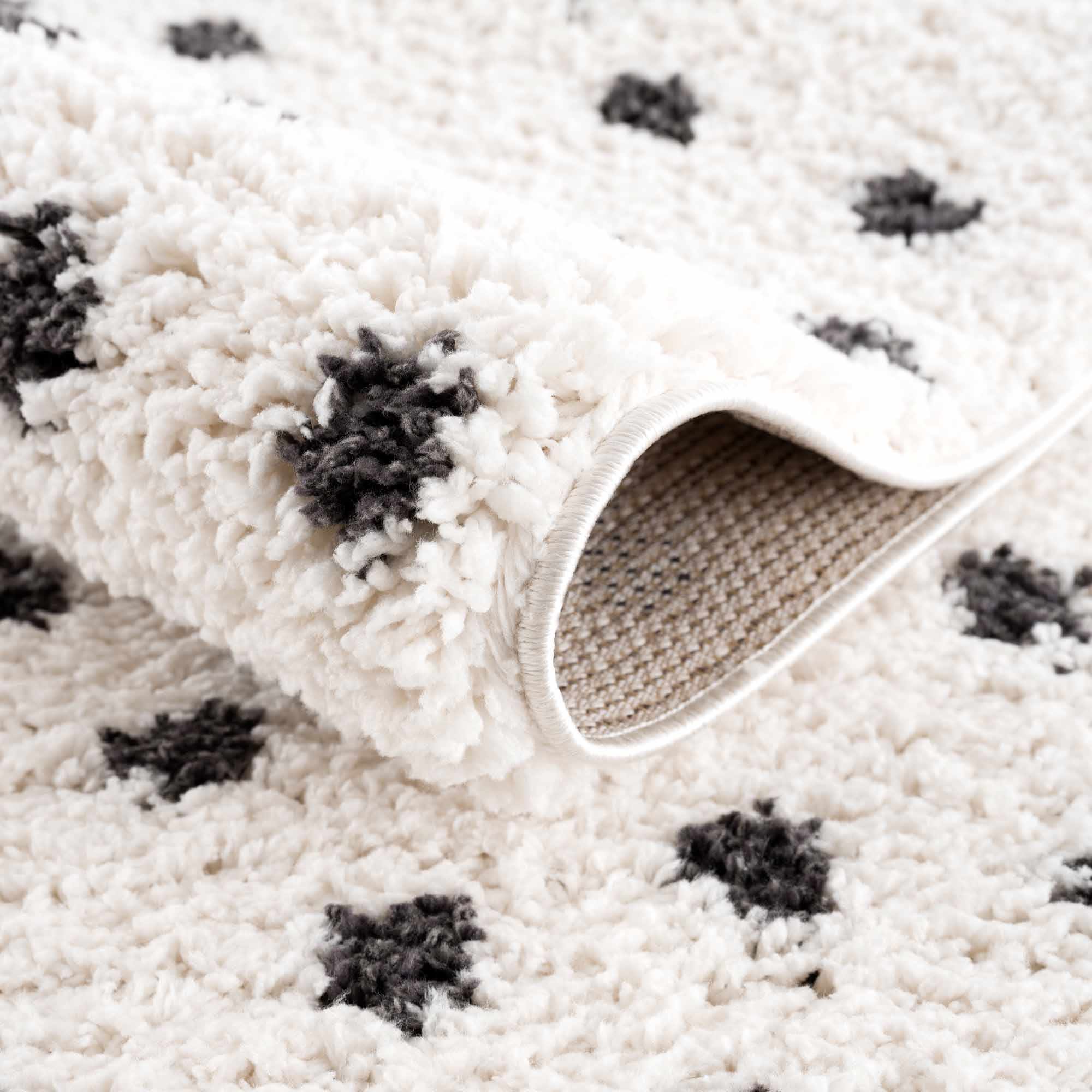 Chaia Dotted Black & White Plush Rug - Image 6