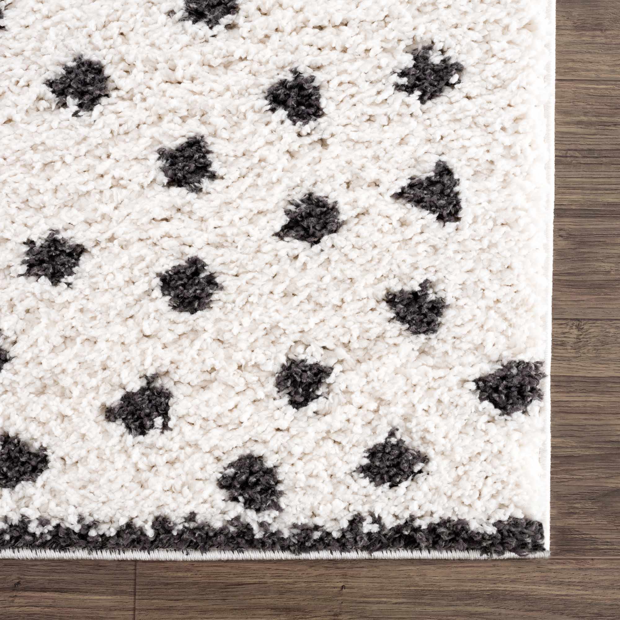 Chaia Dotted Black & White Plush Rug - Image 8