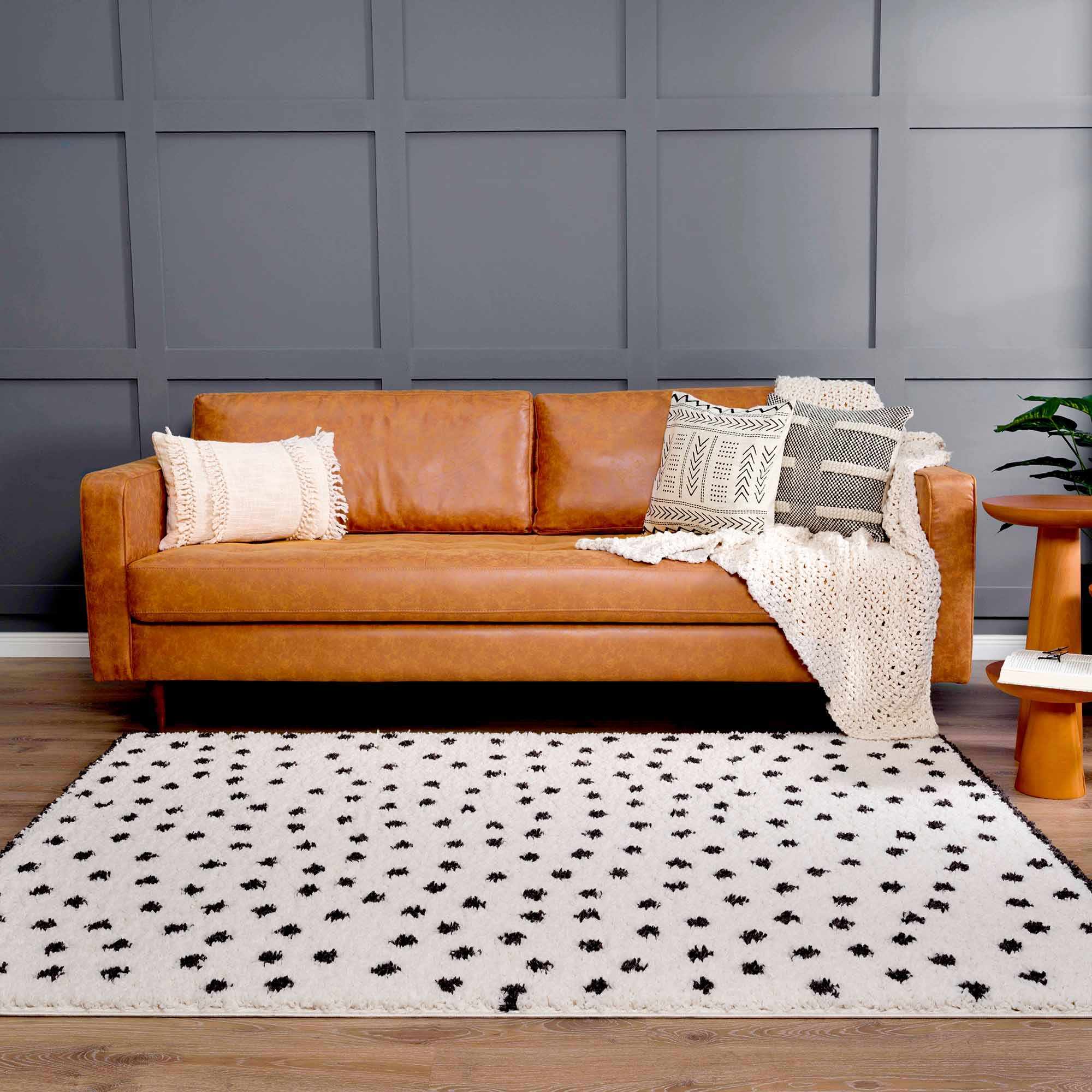 Chaia Dotted Black & White Plush Rug - Image 9