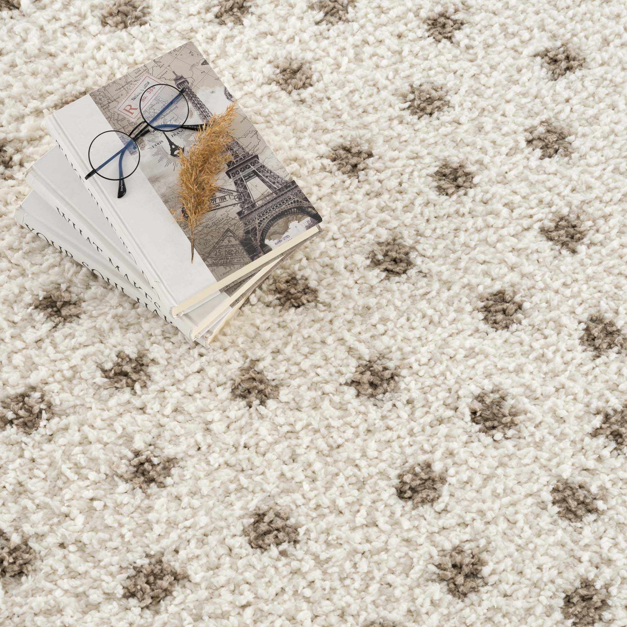 Chaia Dotted Cream & Brown Plush Rug - Image 14