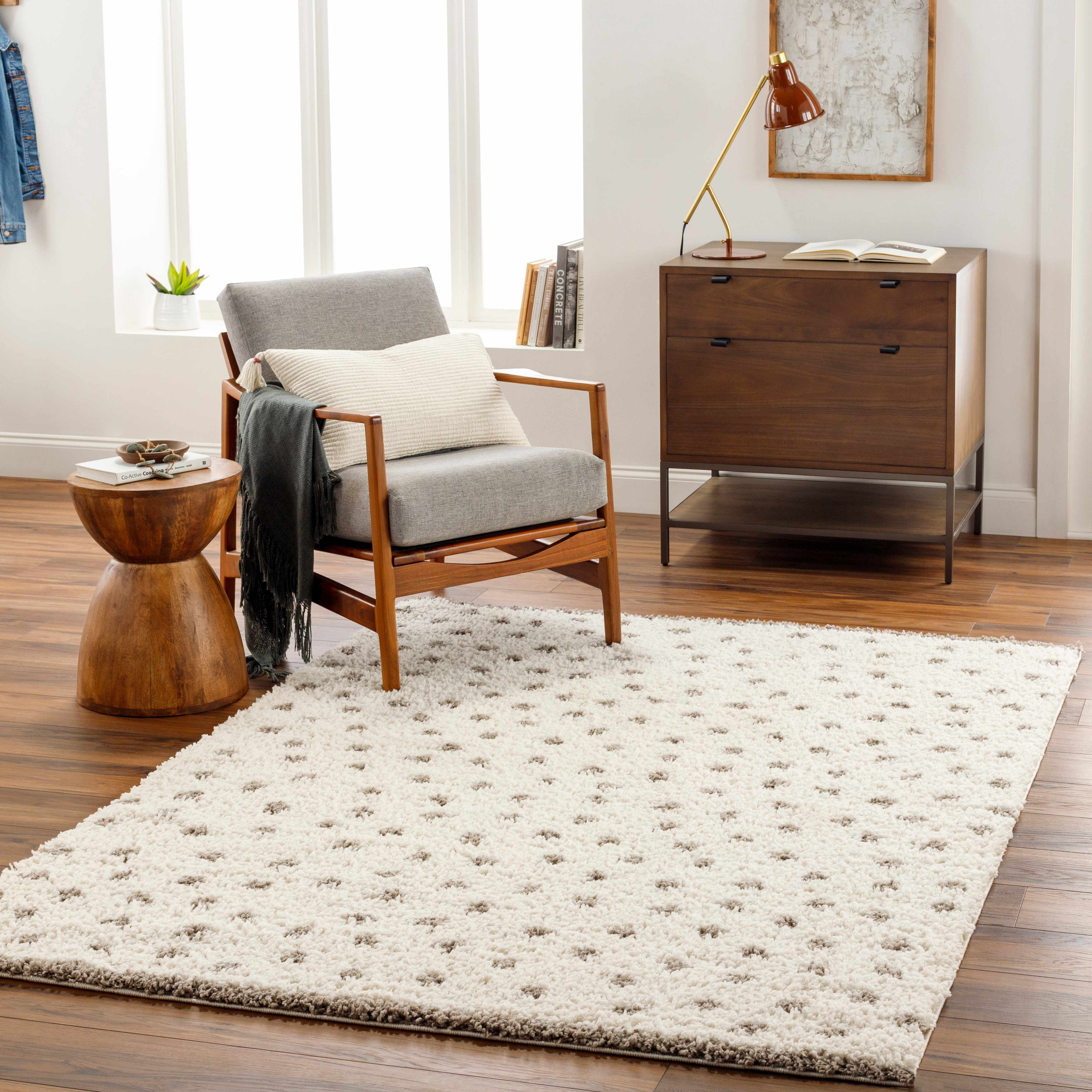 Chaia Dotted Cream & Gray Plush Area Rug - Clearance - Image 4
