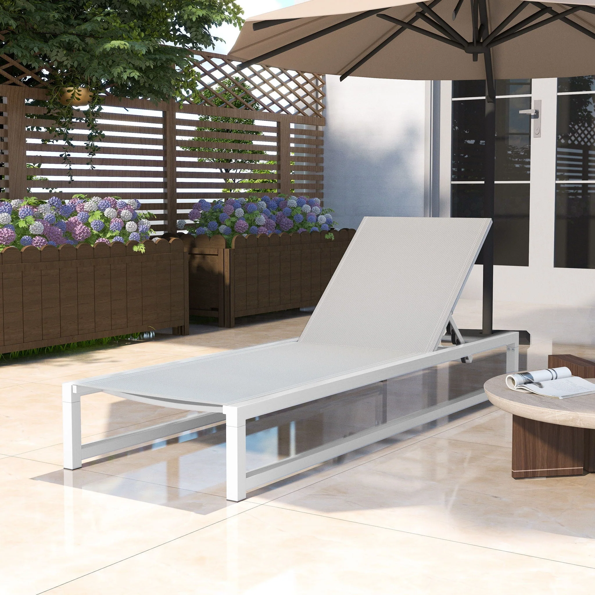 Chaise Lounge With 5 Reclining Positions, Outdoor Patio Lounge Chairs - Image 18