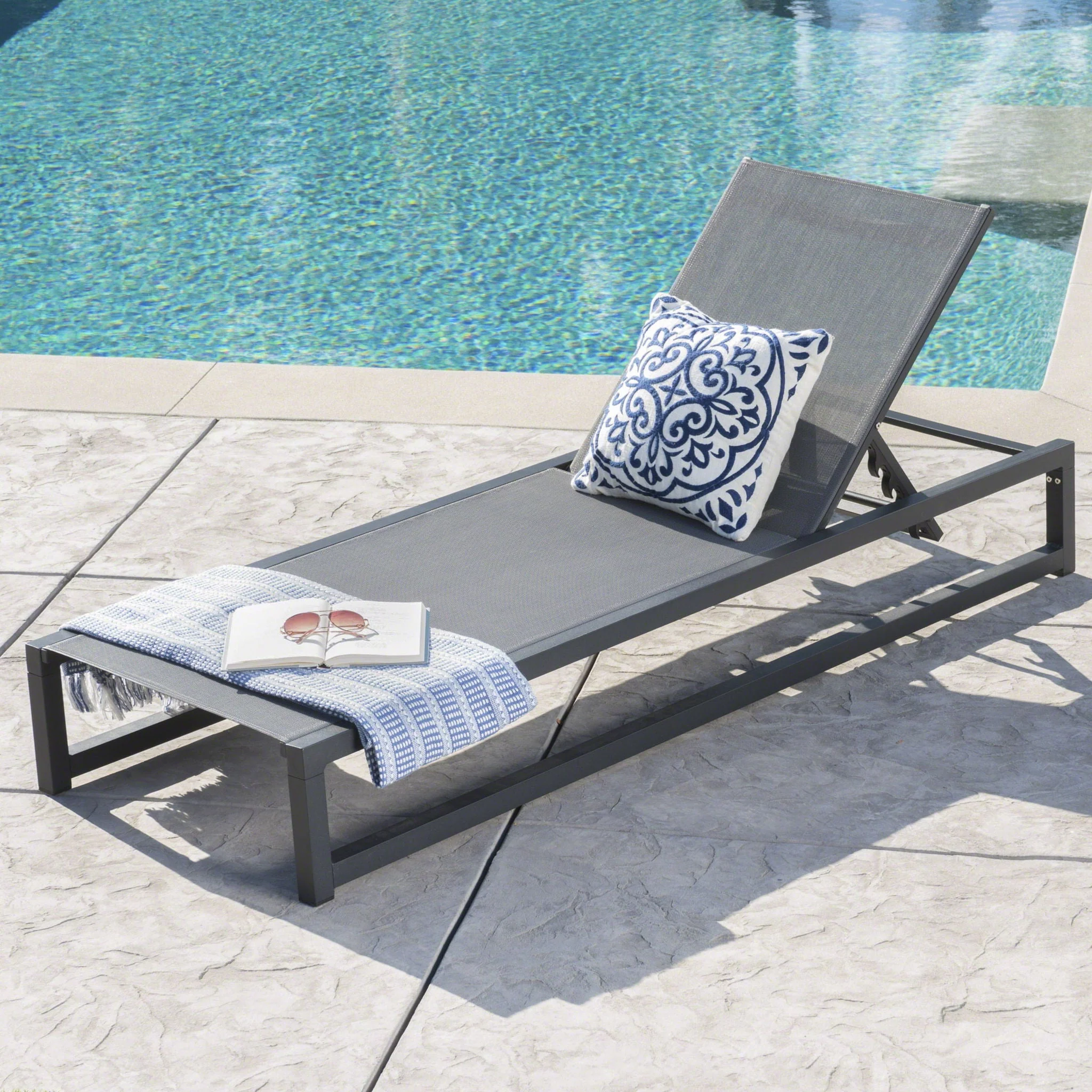 Chaise Lounge With 5 Reclining Positions, Outdoor Patio Lounge Chairs - Image 6