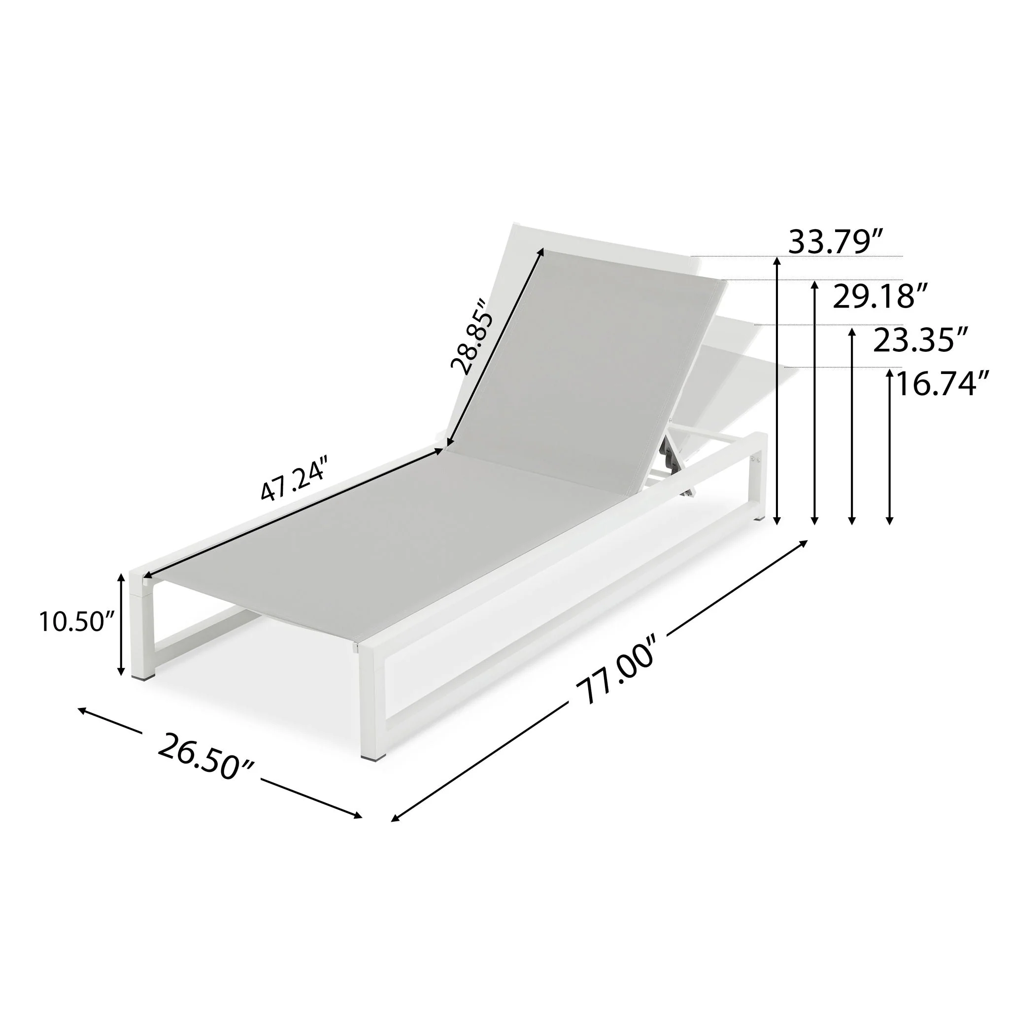 Chaise Lounge With 5 Reclining Positions, Outdoor Patio Lounge Chairs - Image 7