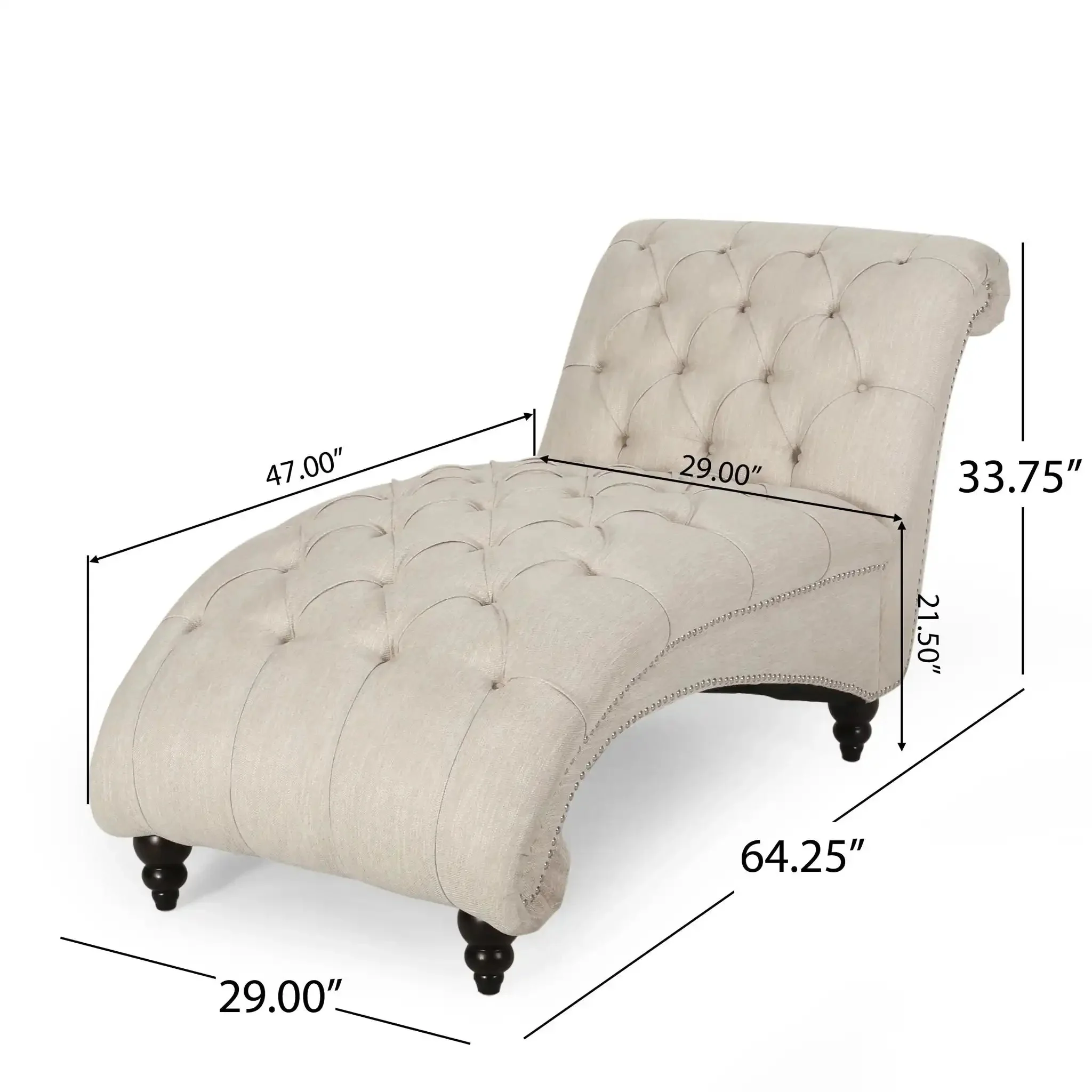 Chaise Lounge With Button Tufted Diamon Stitch - Image 3