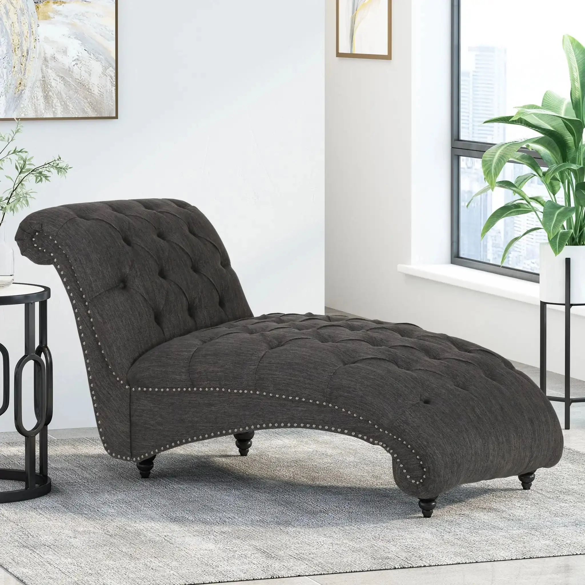 Chaise Lounge With Button Tufted Diamon Stitch - Image 6