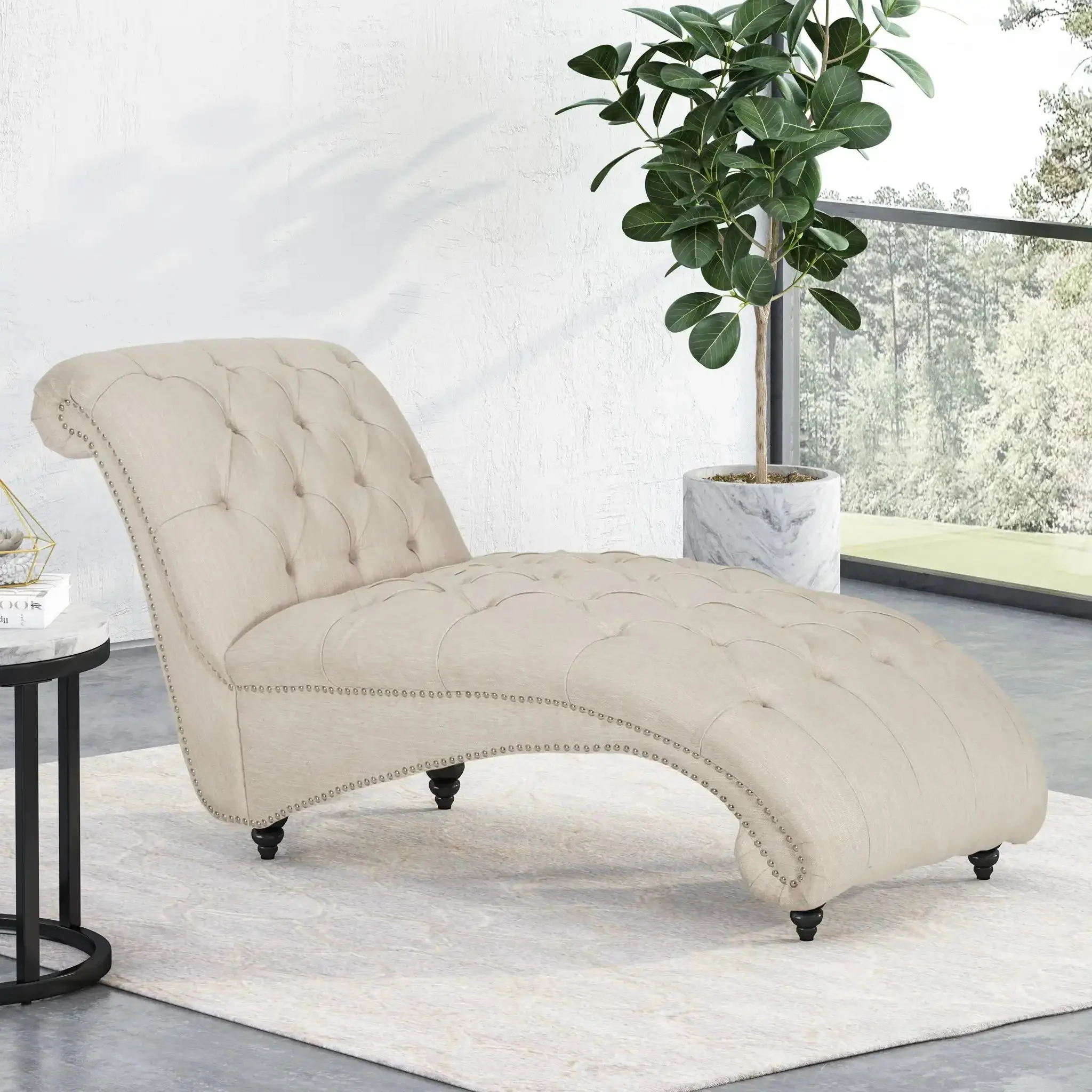 Chaise Lounge With Button Tufted Diamon Stitch - Image 7