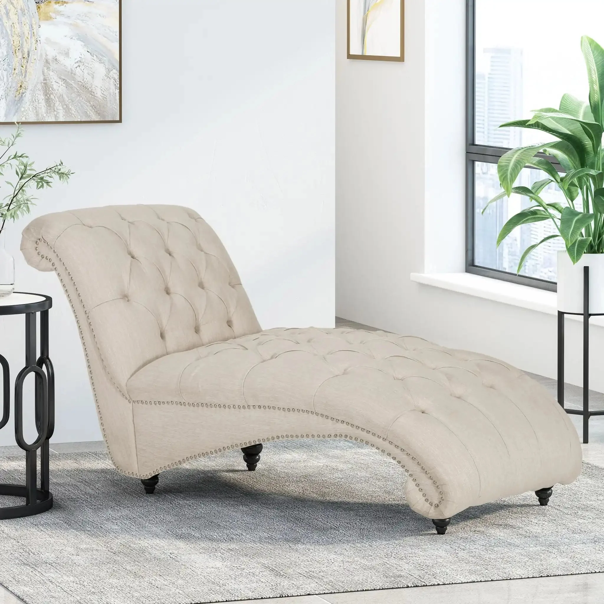 Chaise Lounge With Button Tufted Diamon Stitch - Image 8