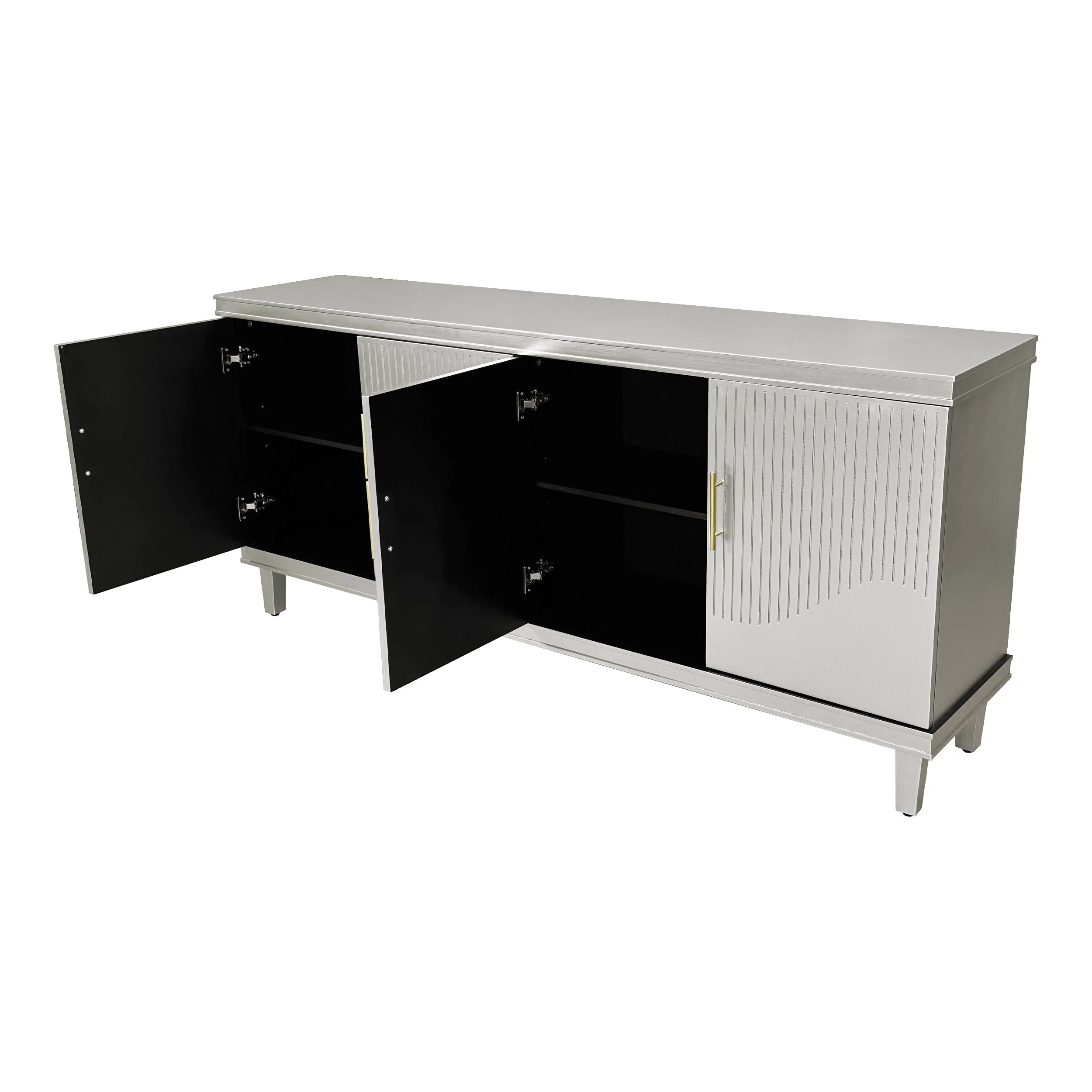 Champagne 4-Door Cabinet with Adjustable Shelves - Image 6