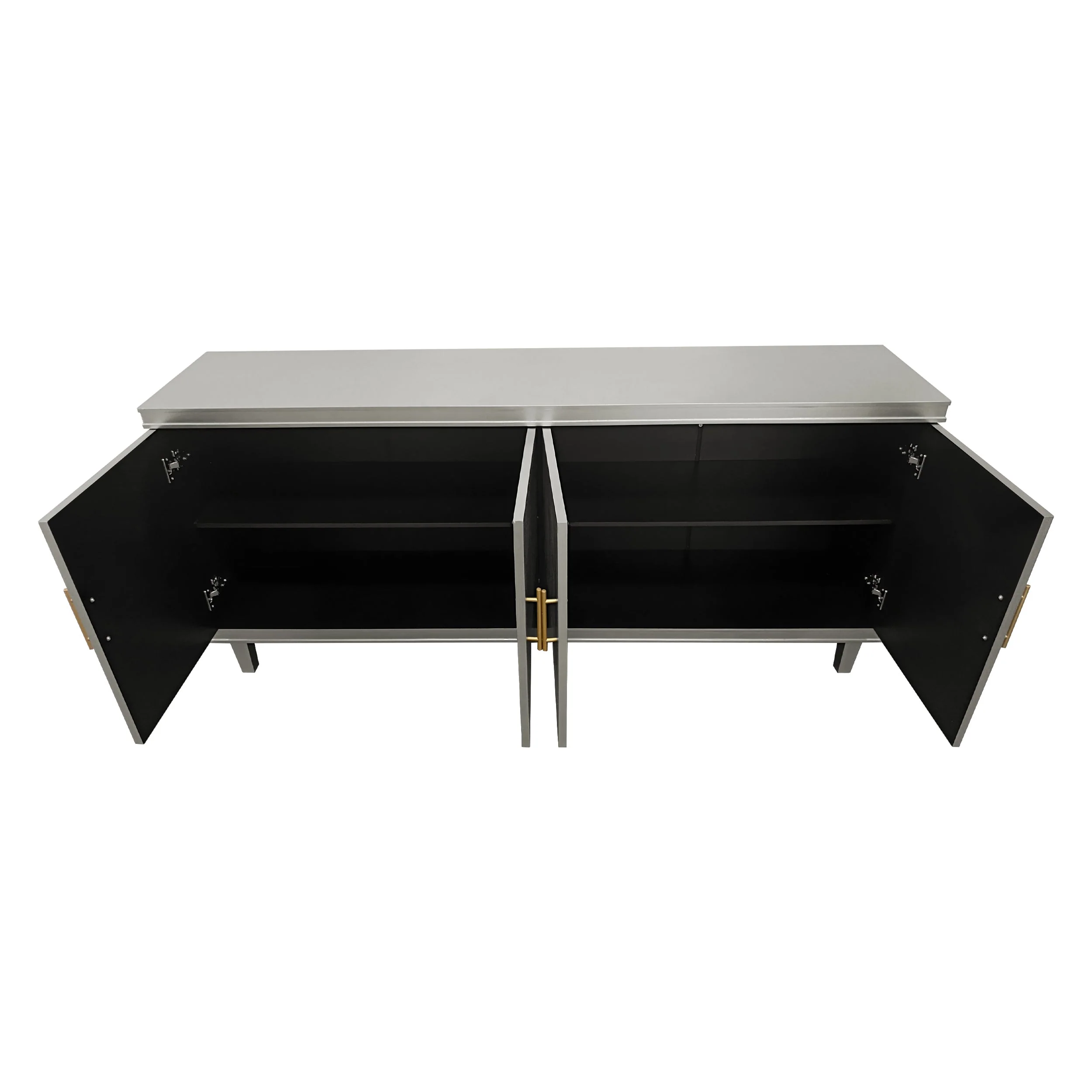 Champagne 4-Door Cabinet with Adjustable Shelves - Image 8
