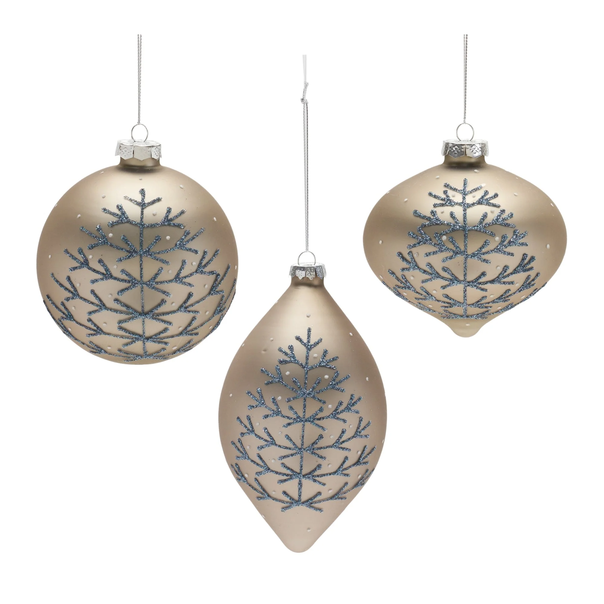 Champagne Glittered Ball Ornament (Set of 6) - Image 2