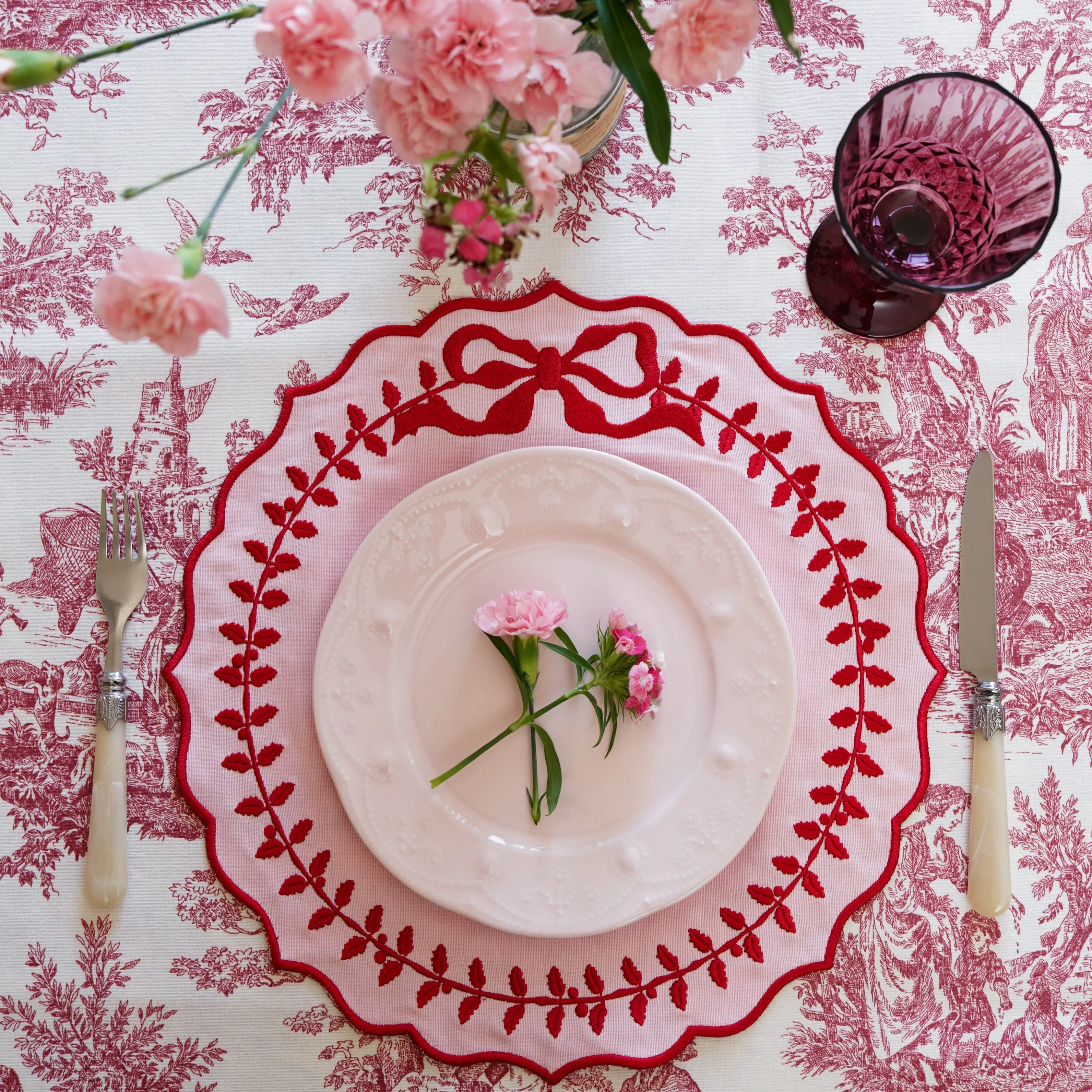 Champagne Pink Cotton Blend Round Placemat - Image 3