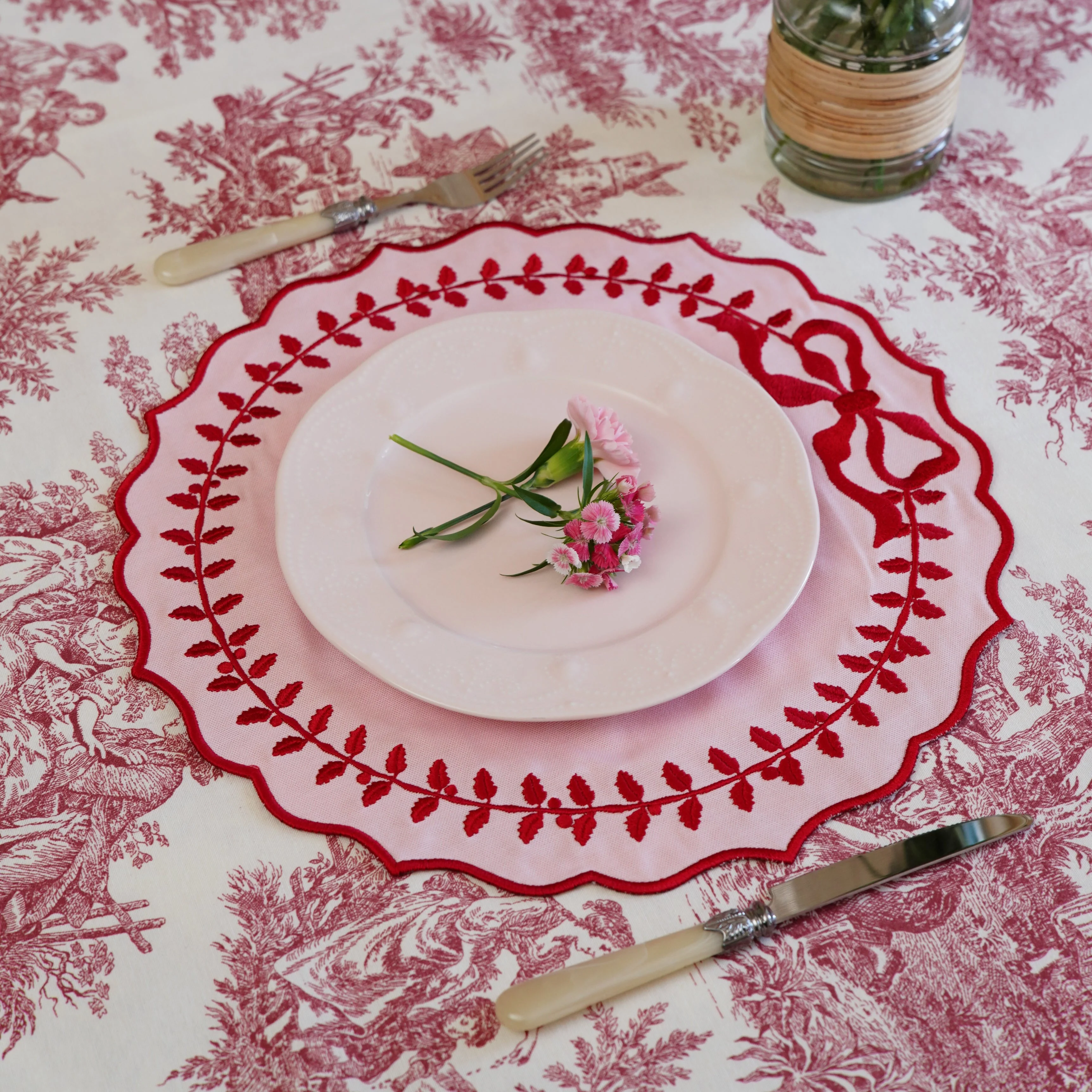 Champagne Pink Cotton Blend Round Placemat - Image 7