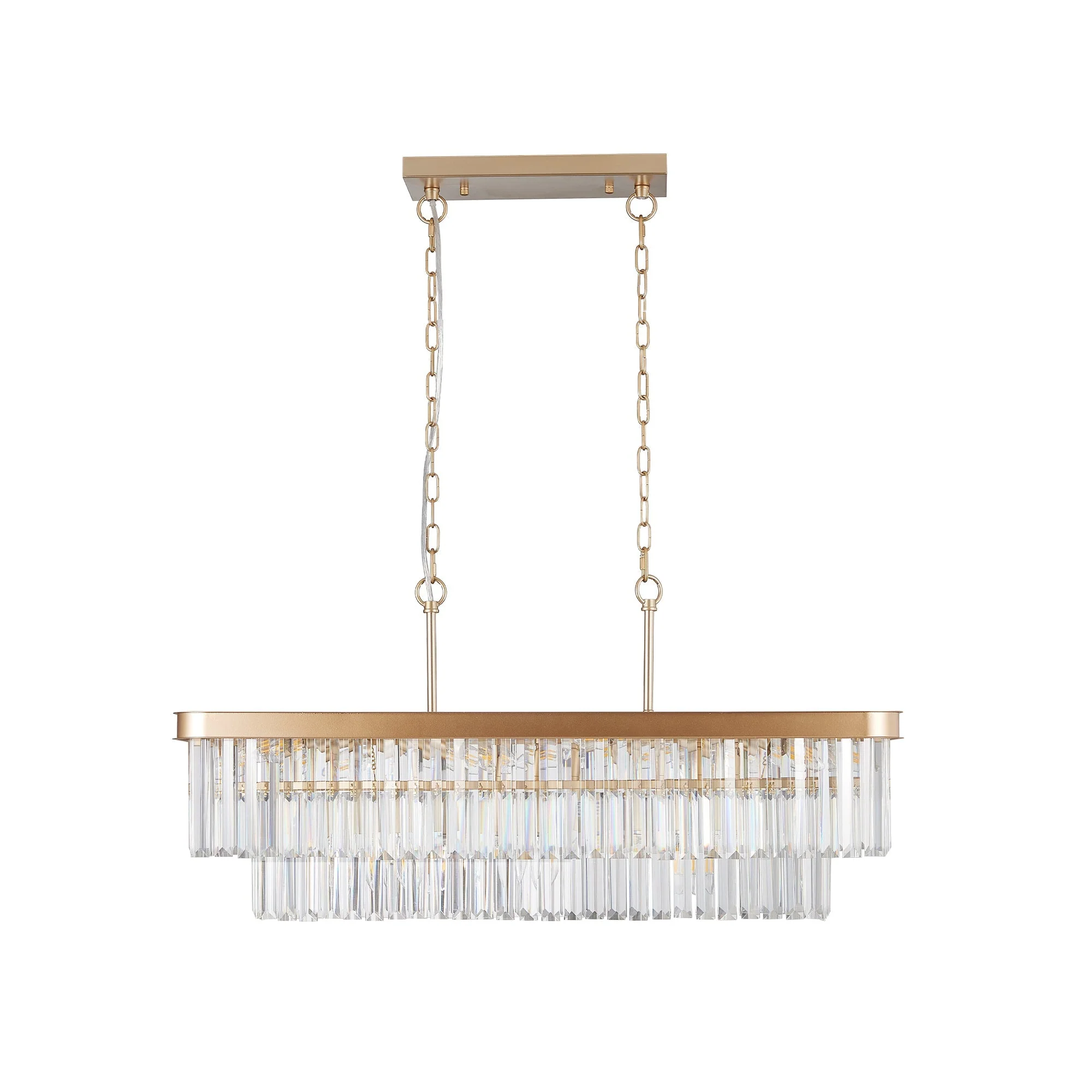 Chandeliers,Rectangular Crystal Chandelier Adjustable,E12 Modern Industrial Crystal Lights,Farmhouse Iron Ceiling Hanging Light for Kitchen Living Room Bedroom/Gold(Bulb Not Included) - Image 9