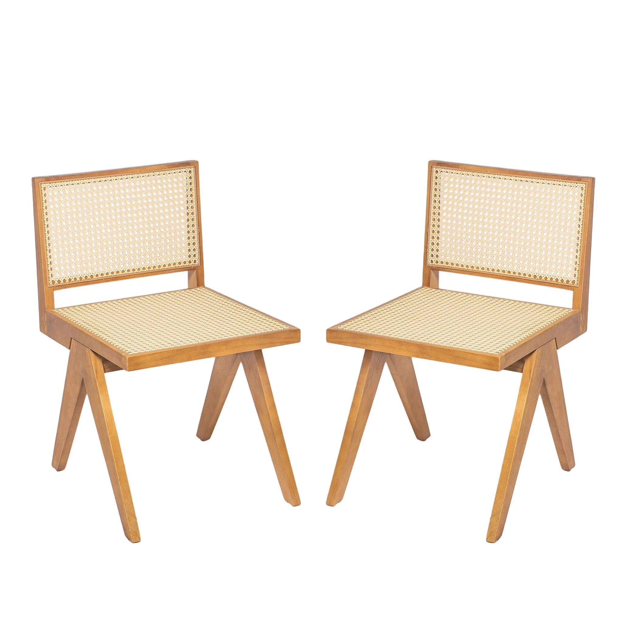 Chandigarh Dining Room Chairs with Natural Rattan (Set of 2) - Image 2