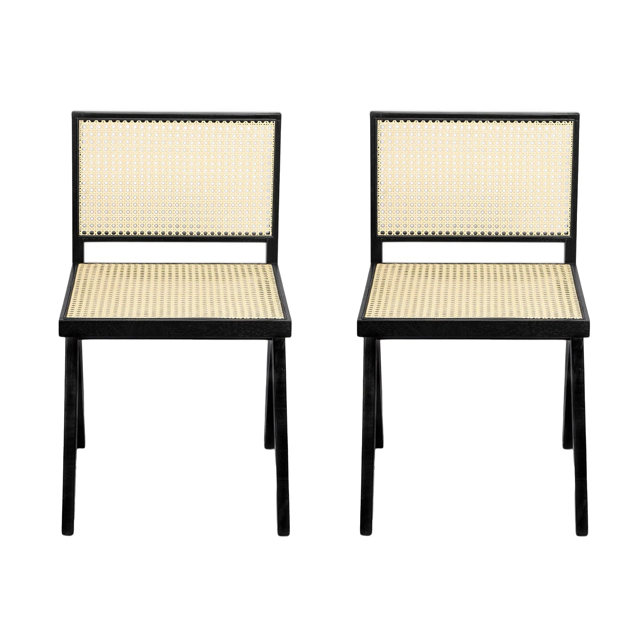 Chandigarh Dining Room Chairs with Natural Rattan (Set of 2) - Image 4