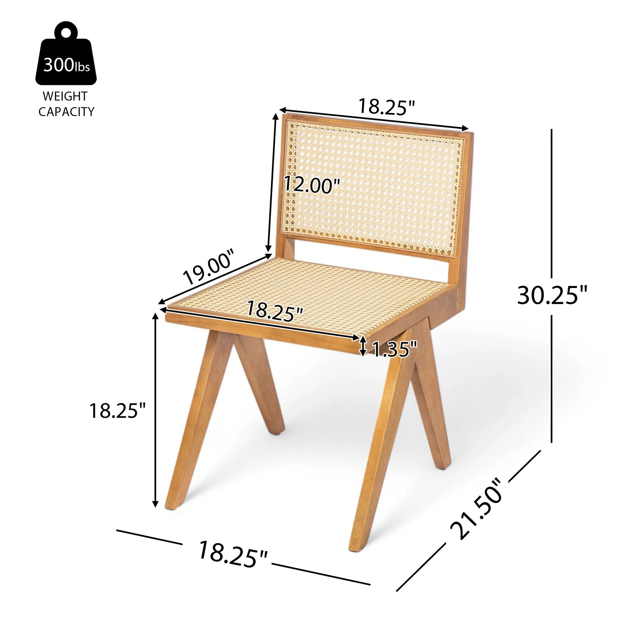 Chandigarh Dining Room Chairs with Natural Rattan (Set of 2) - Image 8