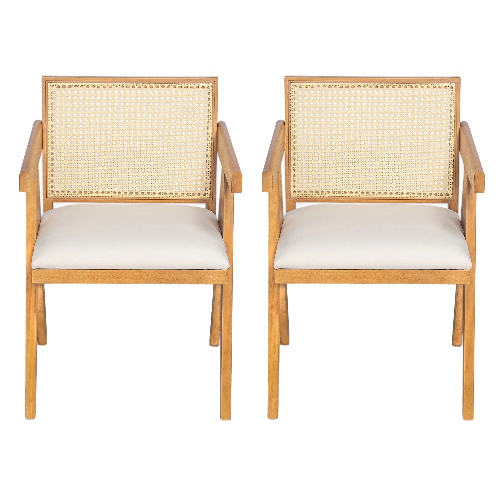 Chandigarh Farmhouse Style Cane Upholstered Dining Chairs (Set of 2) - Image 2