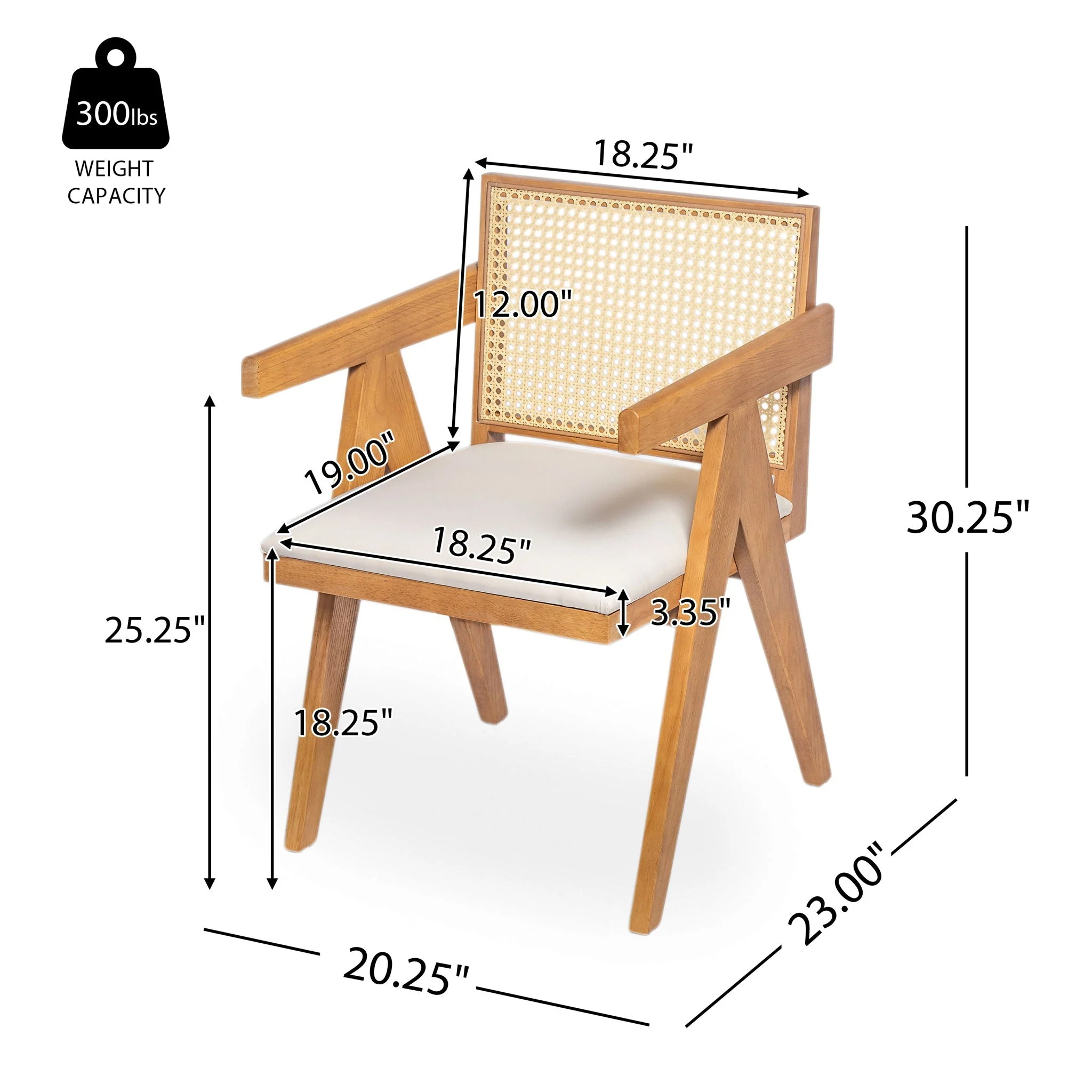 Chandigarh Farmhouse Style Cane Upholstered Dining Chairs (Set of 2) - Image 3