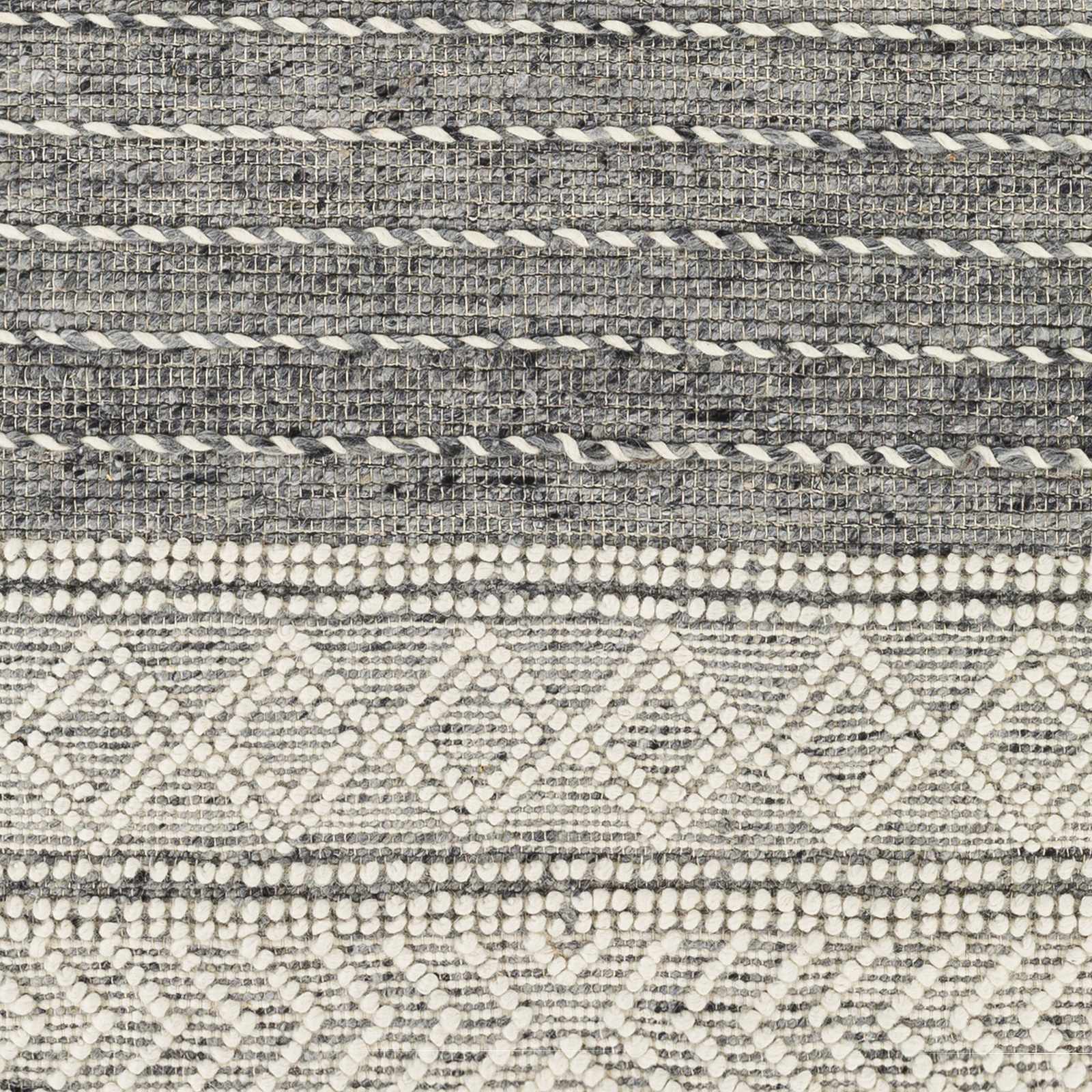 Charcoal Cream Arguvan Wool Blend Braided Tassel Area Rug - Clearance - Image 3