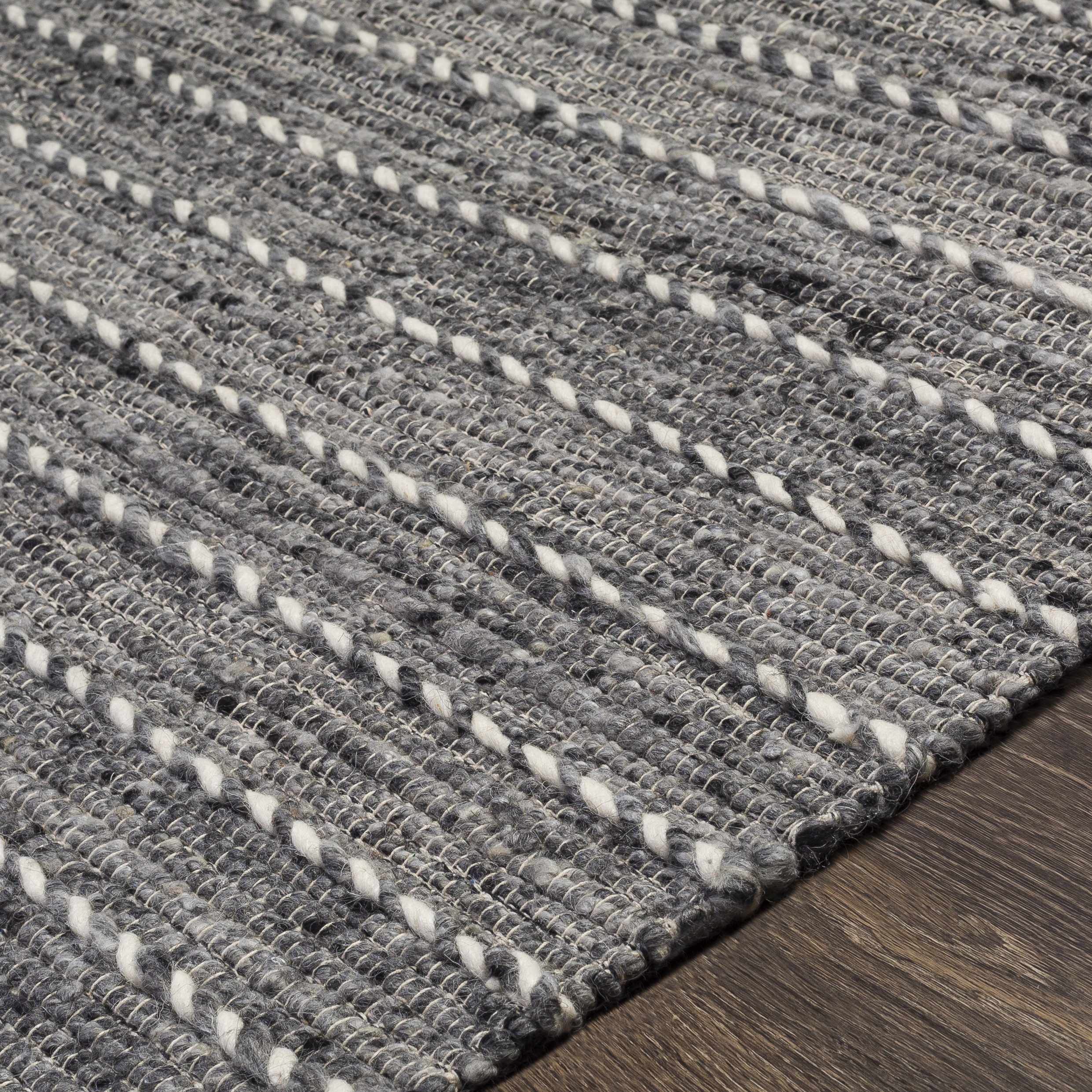 Charcoal Cream Arguvan Wool Blend Braided Tassel Area Rug - Clearance - Image 6