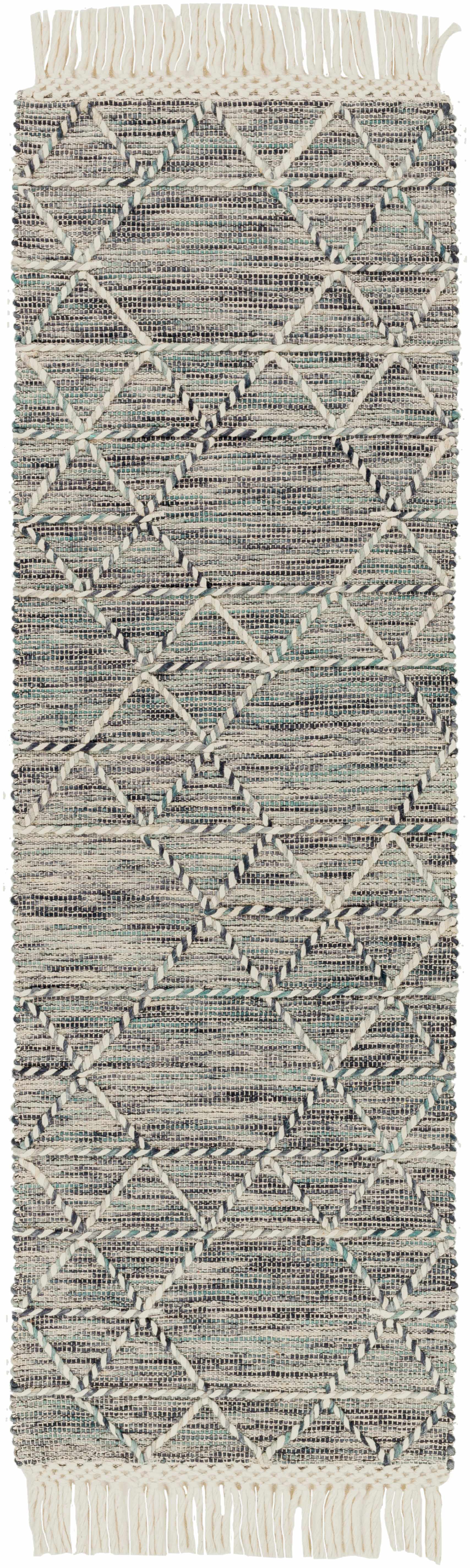 Charcoal Cream Sapadun Wool Blend Braided Tassel Area Rug - Clearance - Image 10