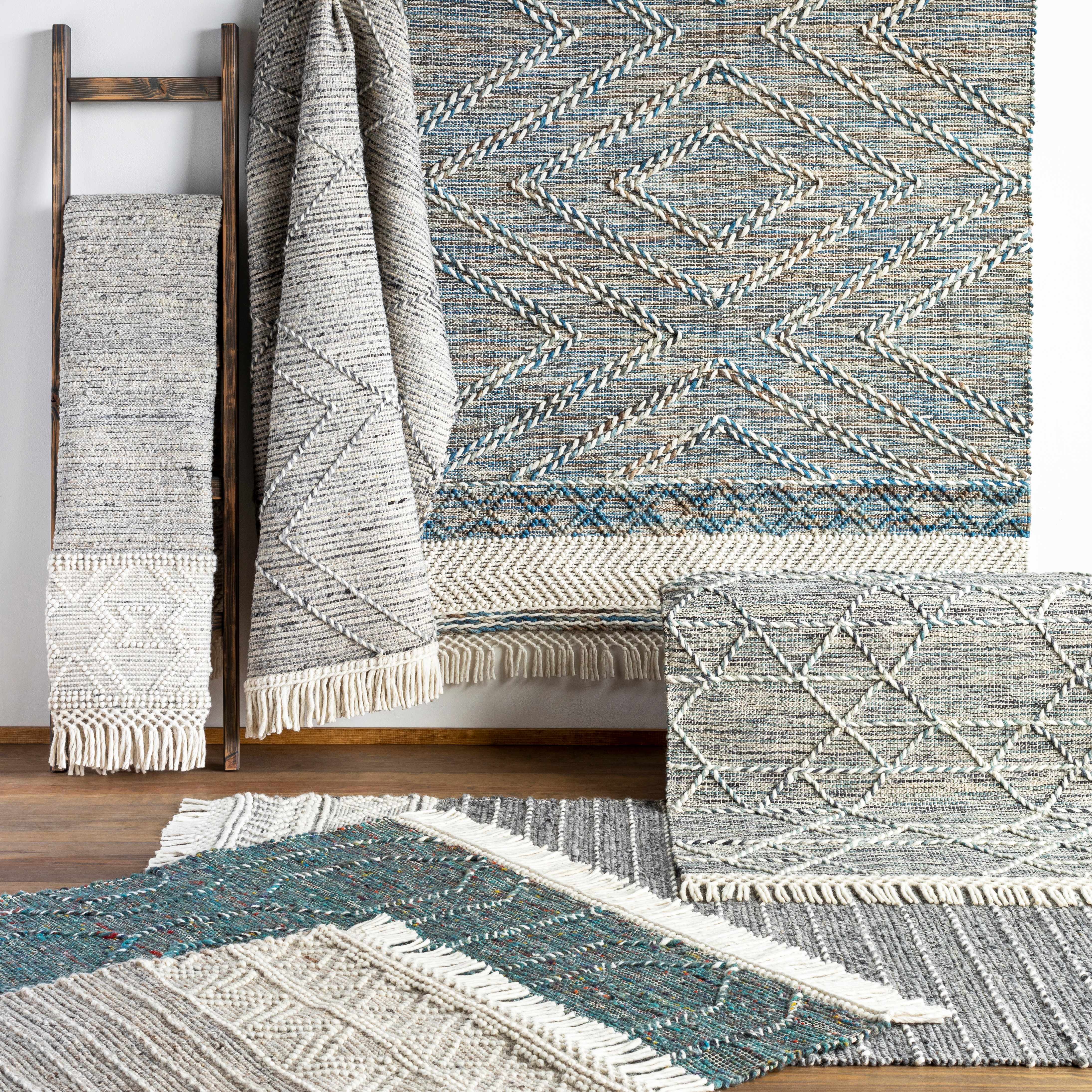 Charcoal Cream Sapadun Wool Blend Braided Tassel Area Rug - Clearance - Image 12