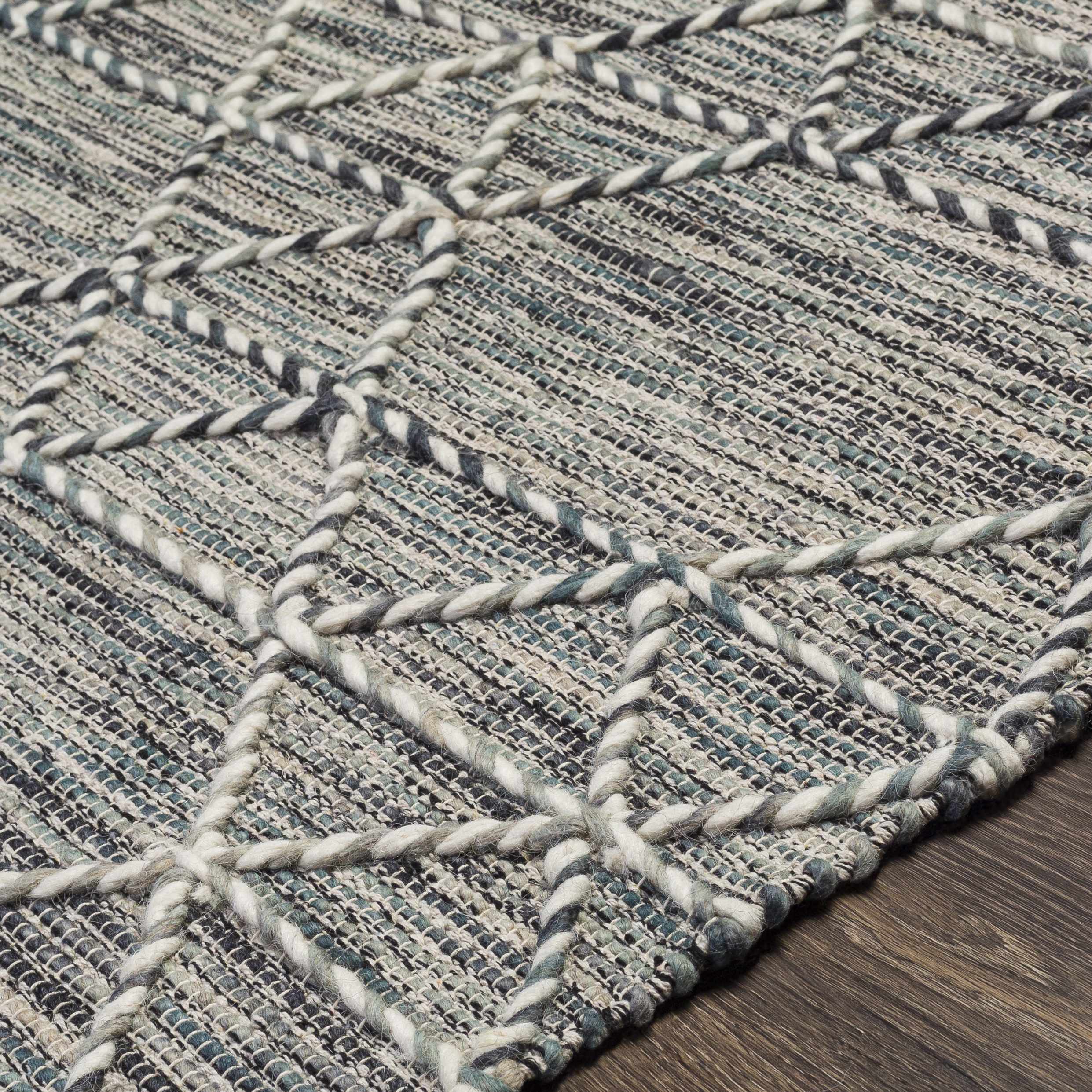Charcoal Cream Sapadun Wool Blend Braided Tassel Area Rug - Clearance - Image 8