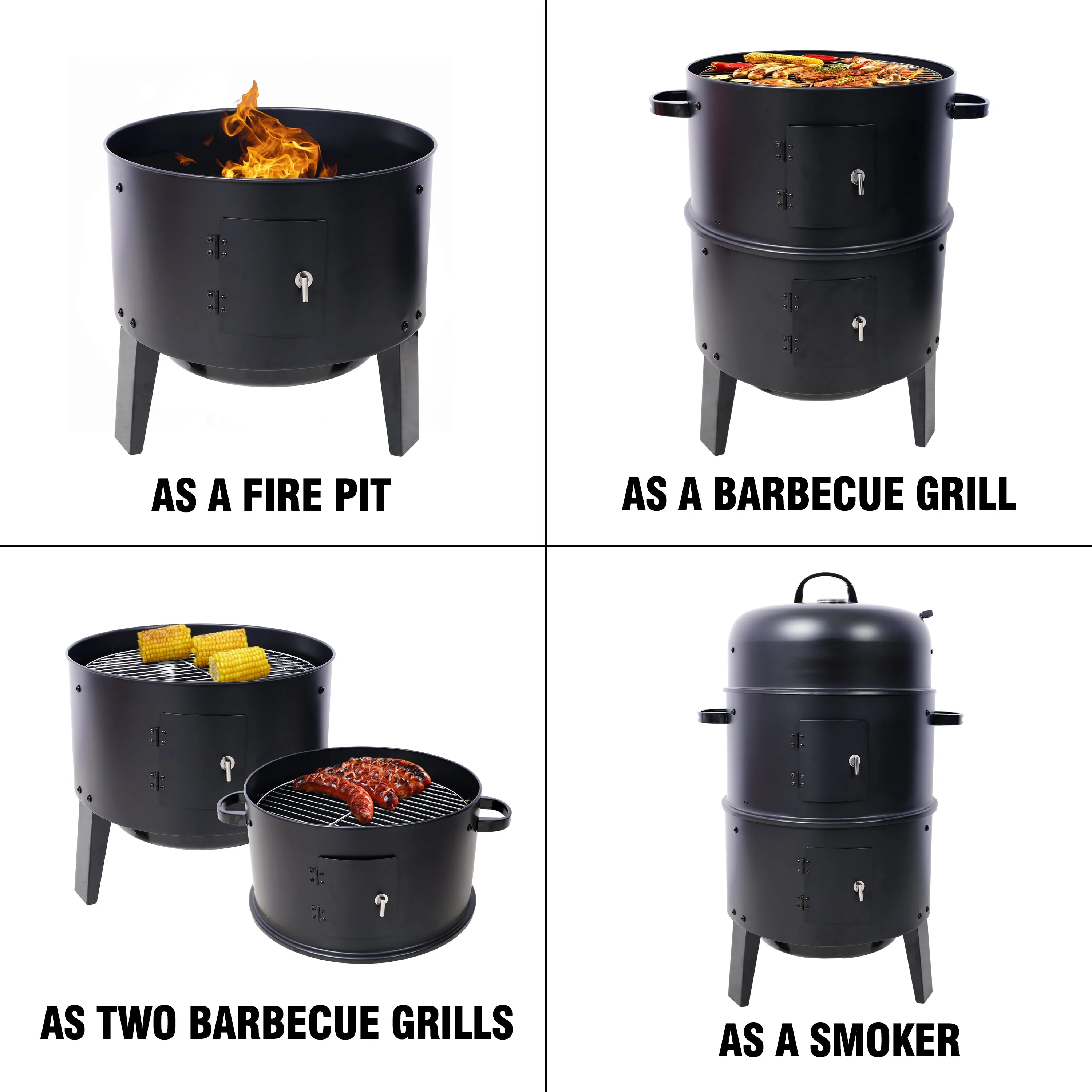 Charcoal Smoker Grill Wood Smoker Grills Outdoor Cooking 16 Inch Portable BBQ - Image 2