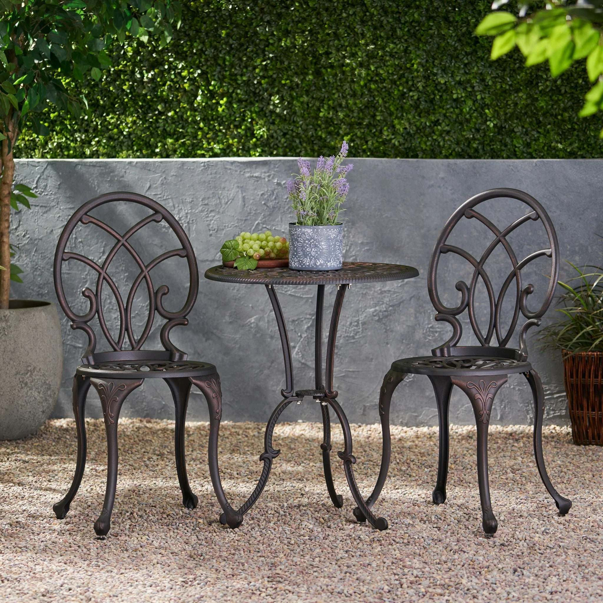 Charleston 3 Pieces Cast Bistro Set - Copper - Image 3
