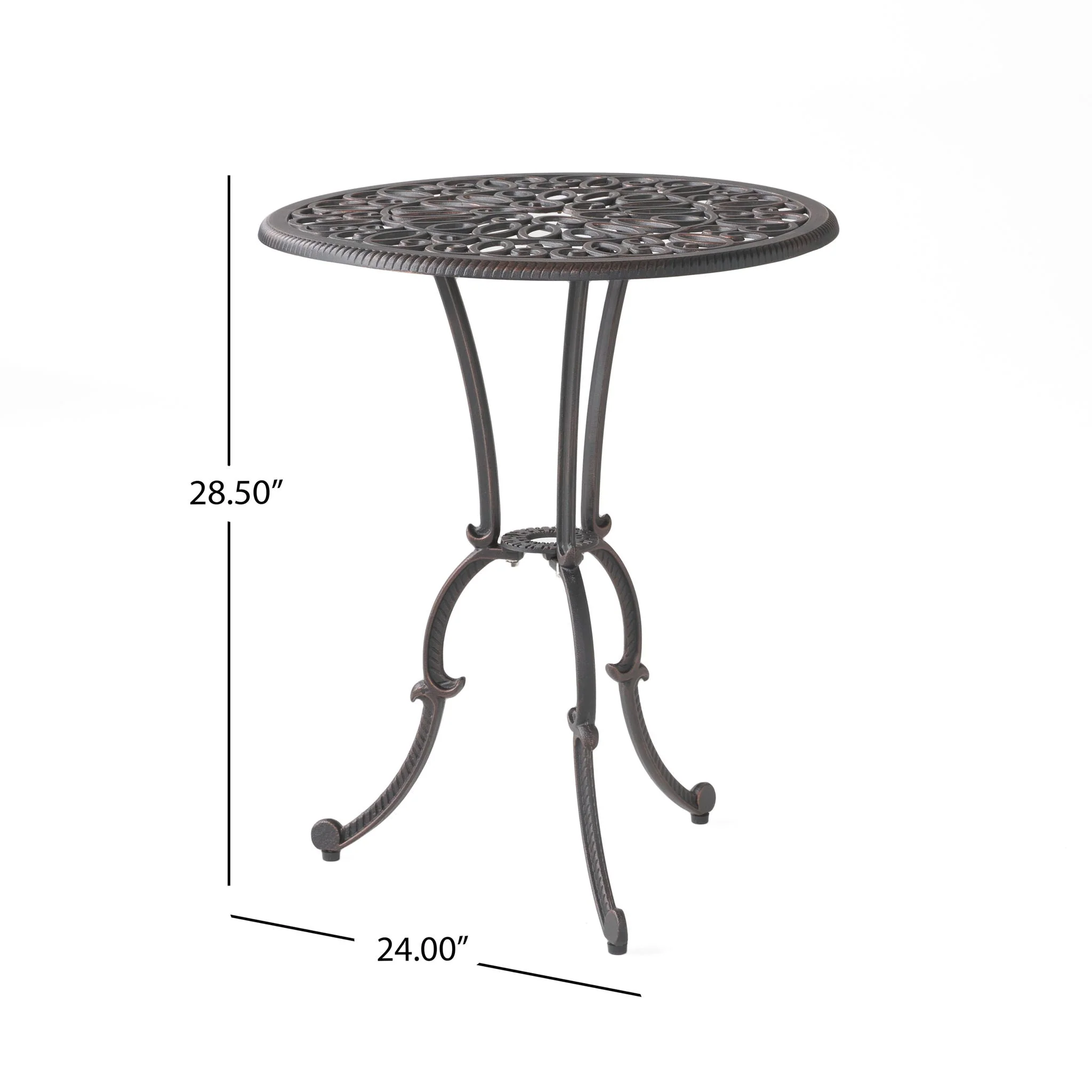 Charleston 3 Pieces Cast Bistro Set - Copper - Image 4