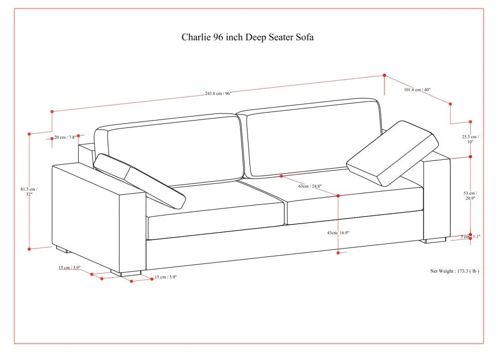Charlie 96 Inch Deep Seater Sofa - Image 11