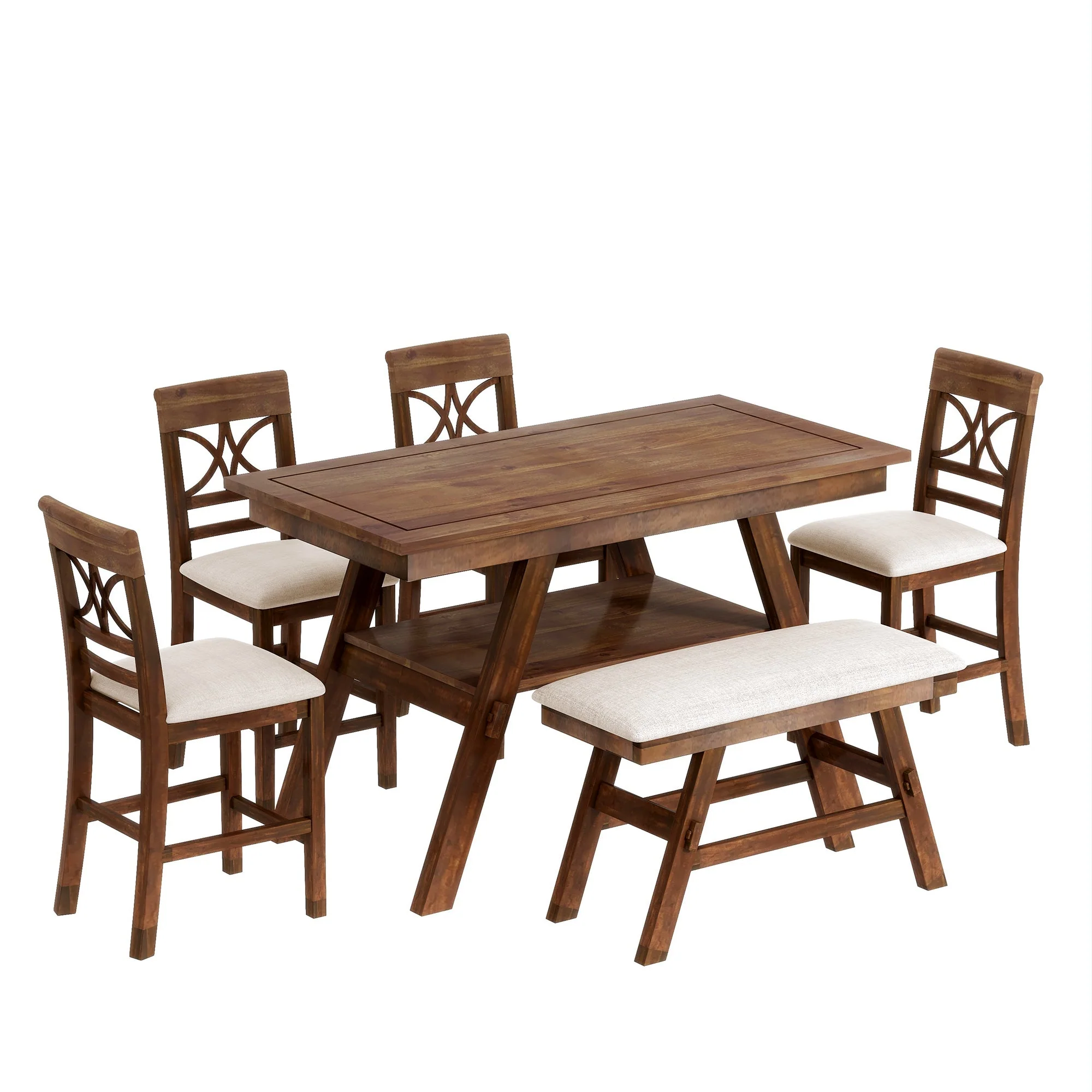 Charlie Walnut Farmhouse Counter Height 6-Piece Dining Set - Image 7