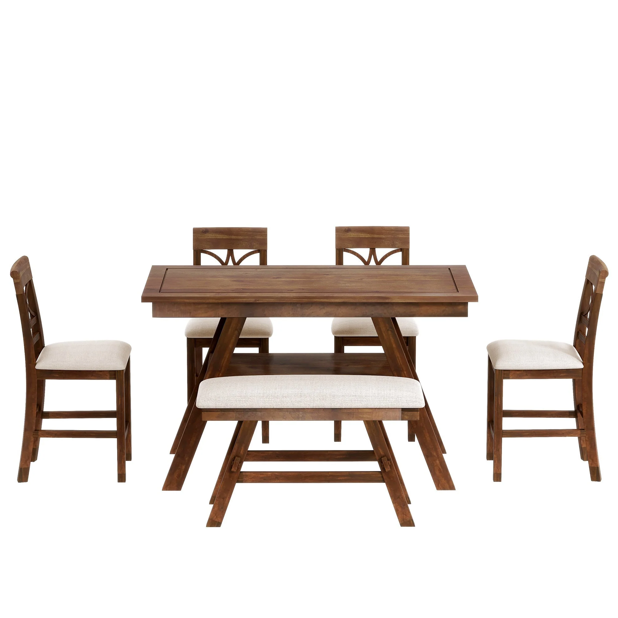 Charlie Walnut Farmhouse Counter Height 6-Piece Dining Set - Image 8